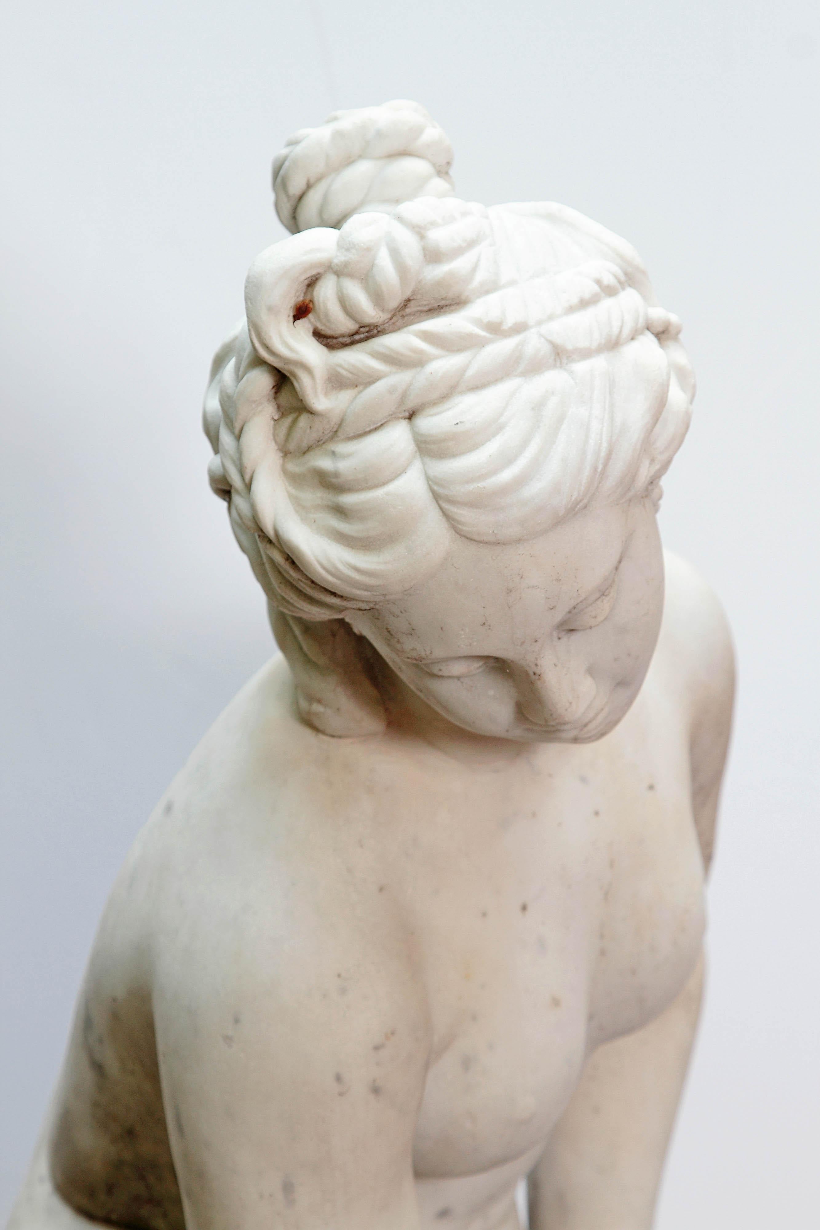 Italian Carrara Marble Life-Size Female Sculpture 5