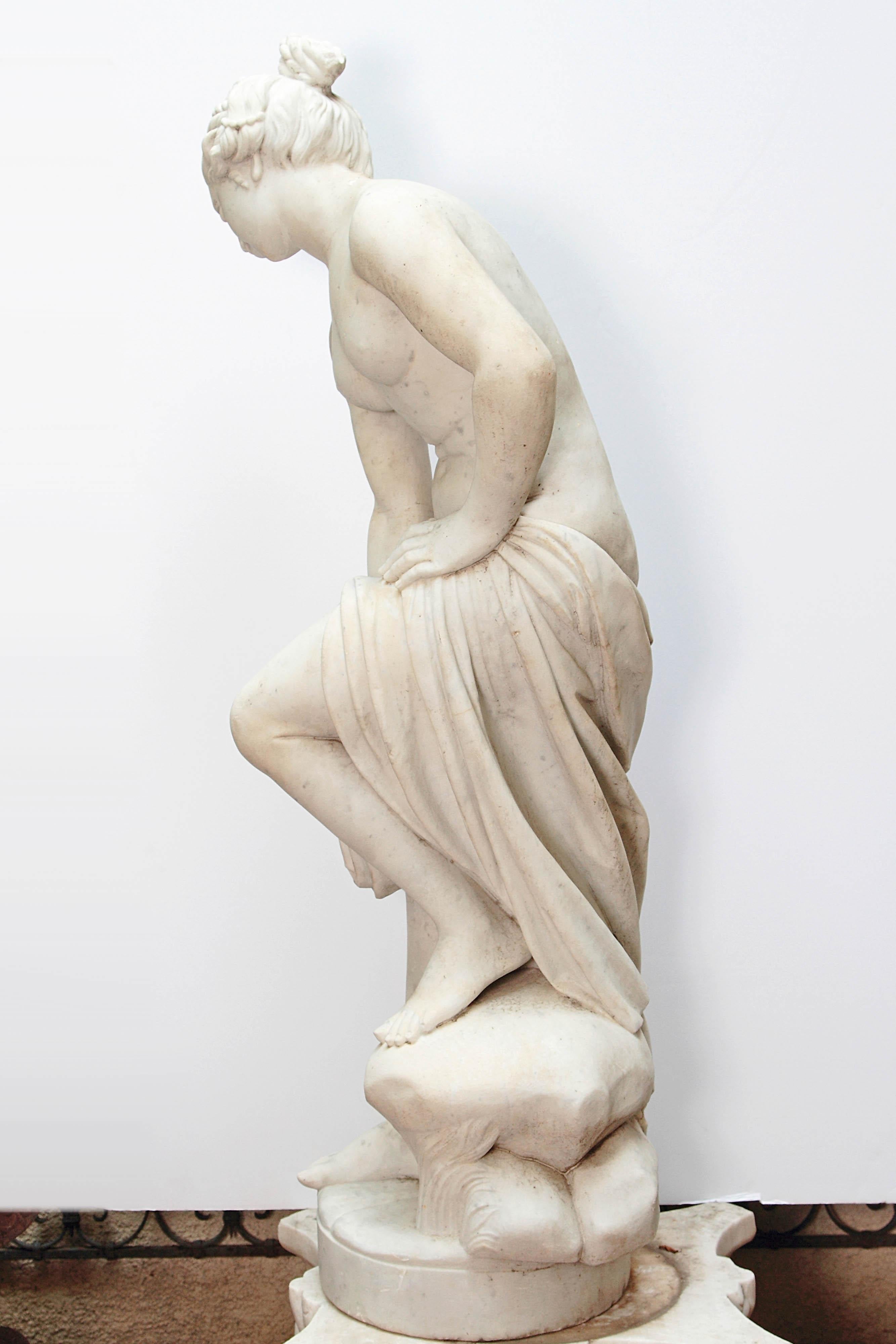 Italian Carrara Marble Life-Size Female Sculpture 6
