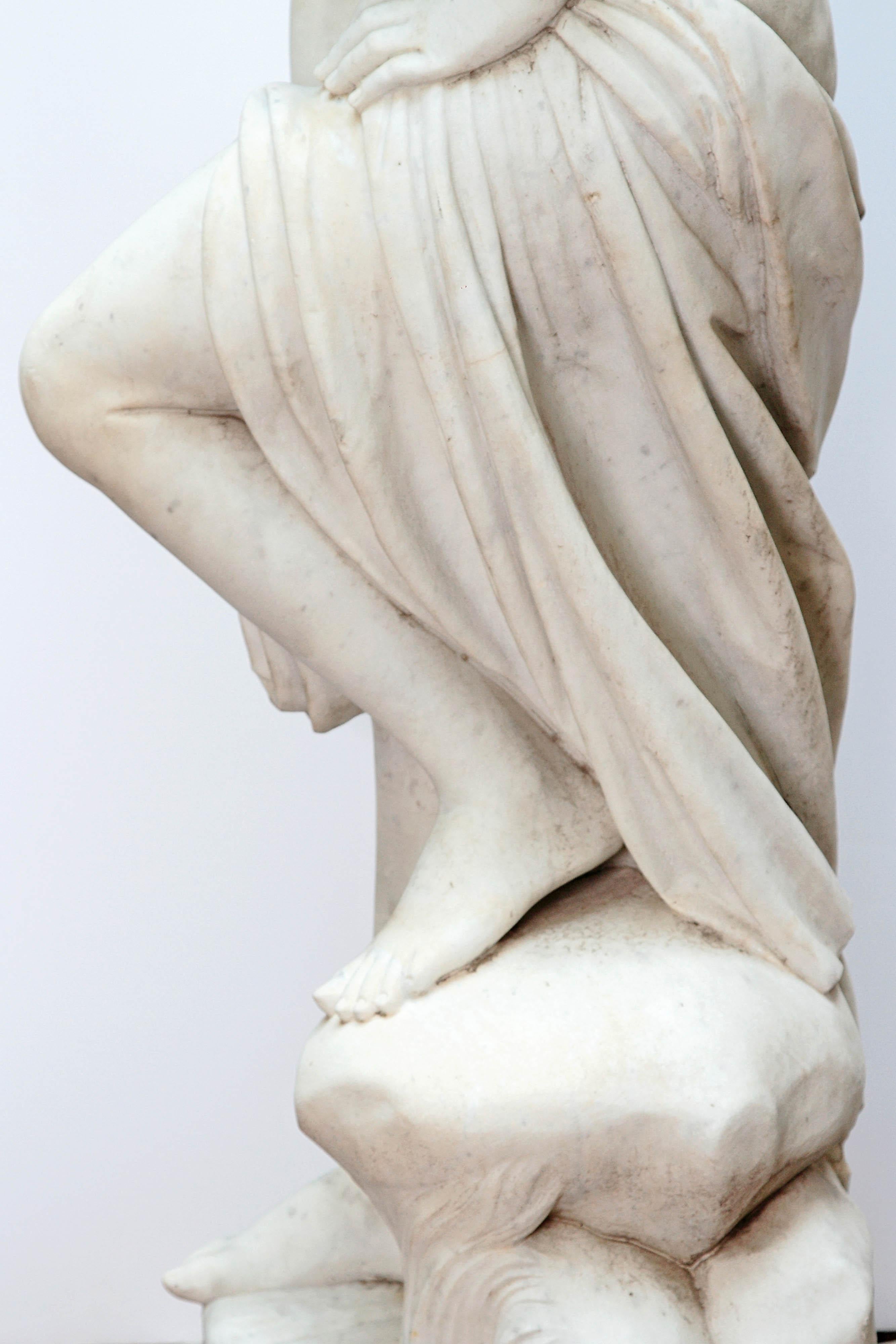 Italian Carrara Marble Life-Size Female Sculpture 7