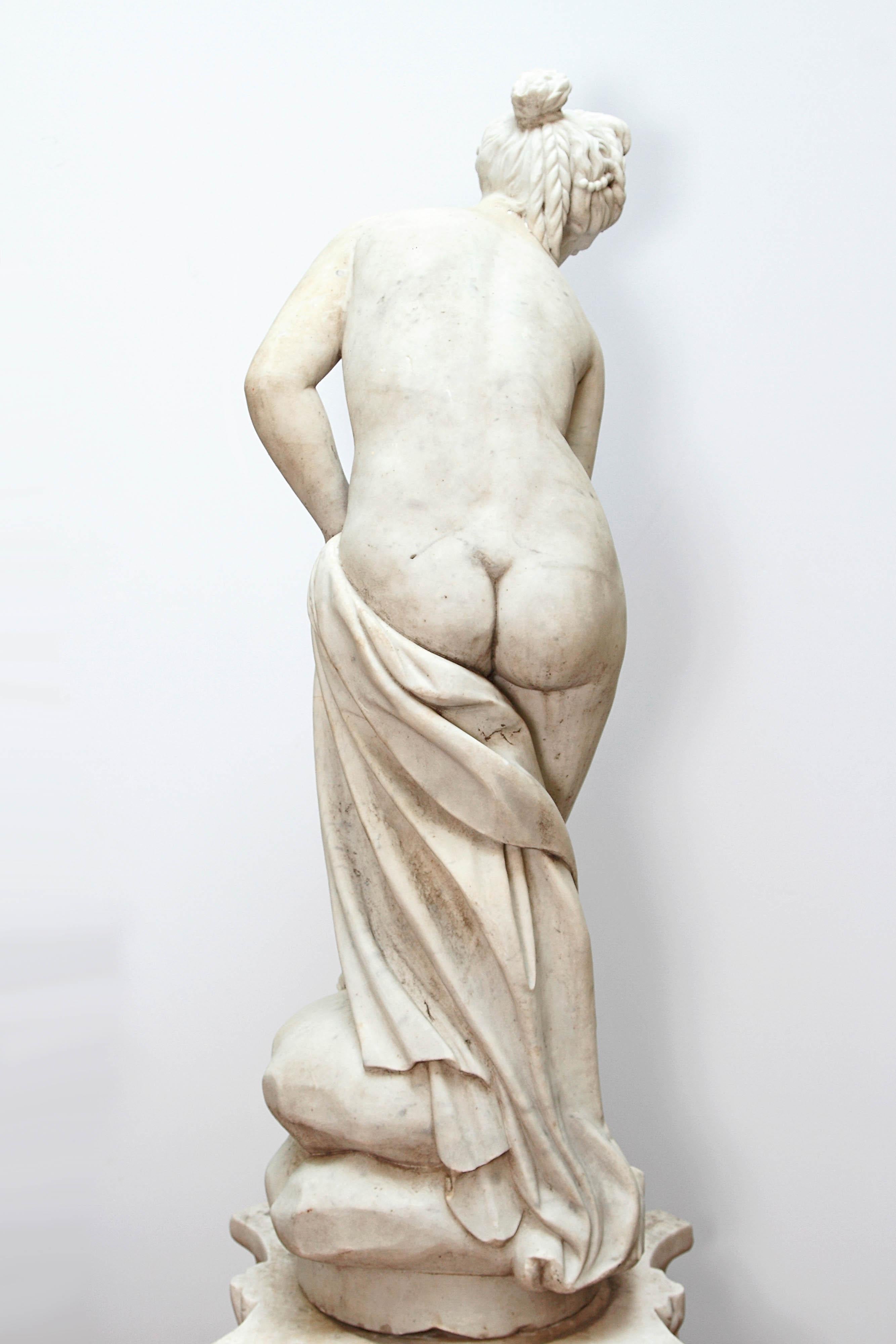 Italian Carrara Marble Life-Size Female Sculpture 8