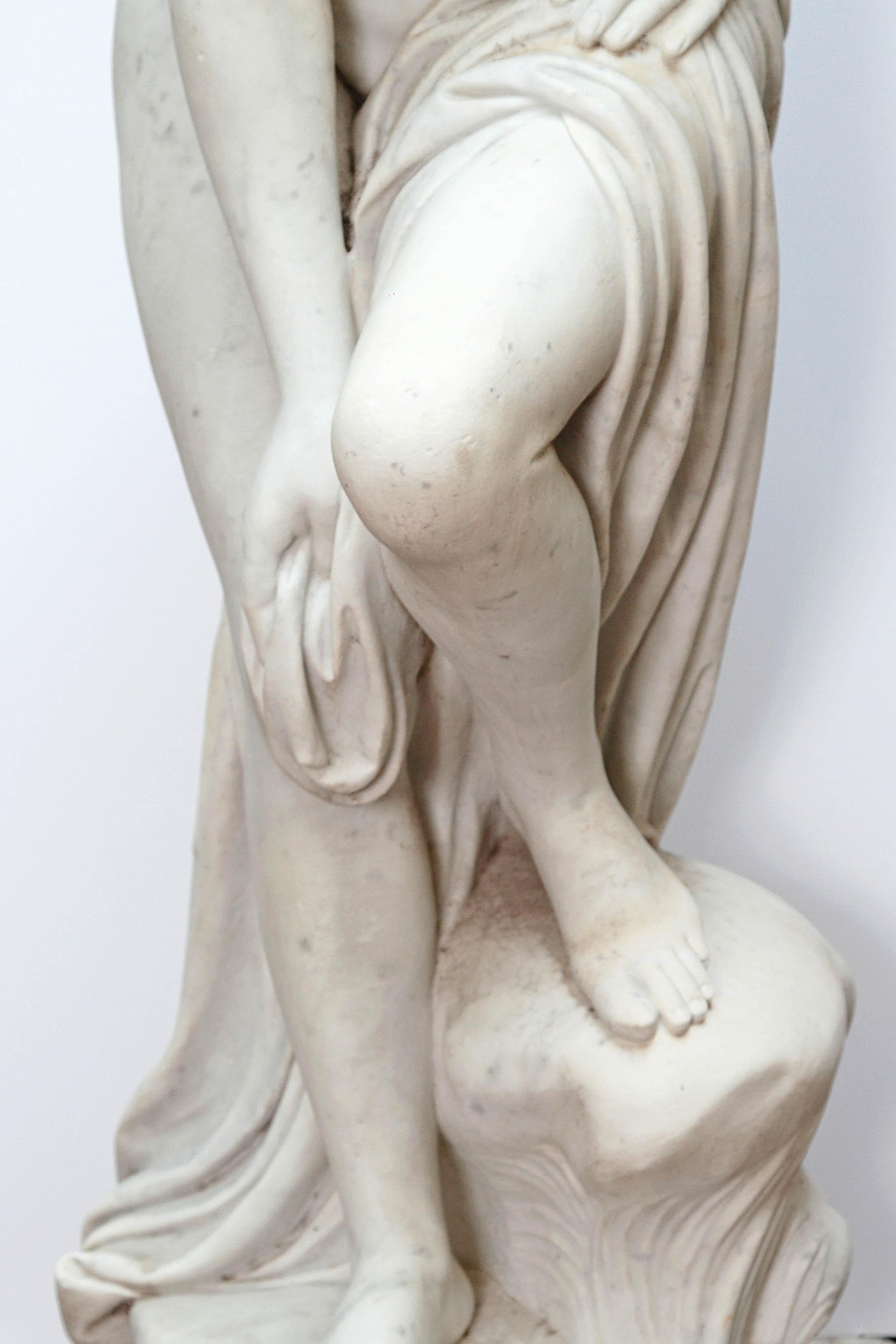 Classical Roman Italian Carrara Marble Life-Size Female Sculpture