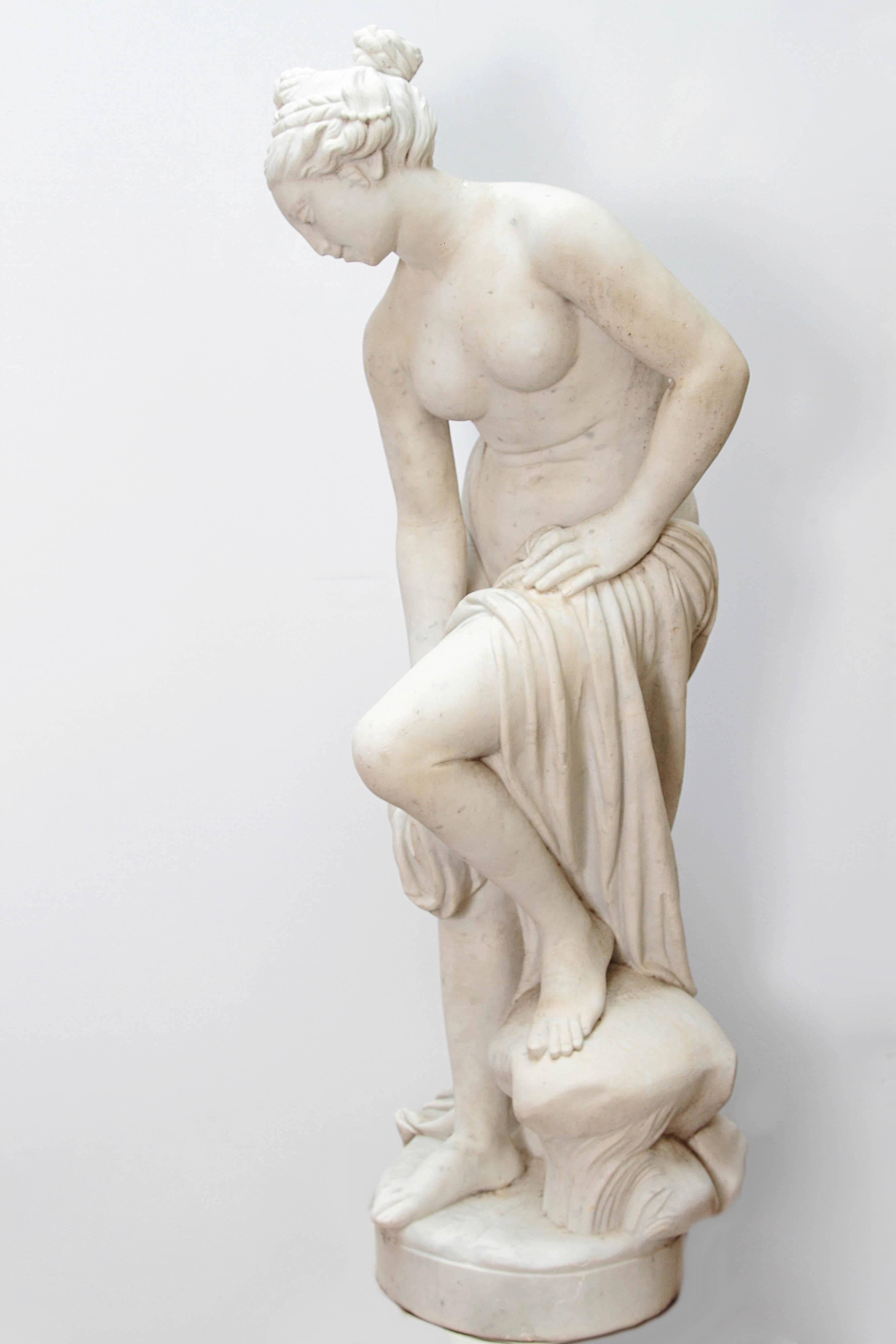 20th Century Italian Carrara Marble Life-Size Female Sculpture