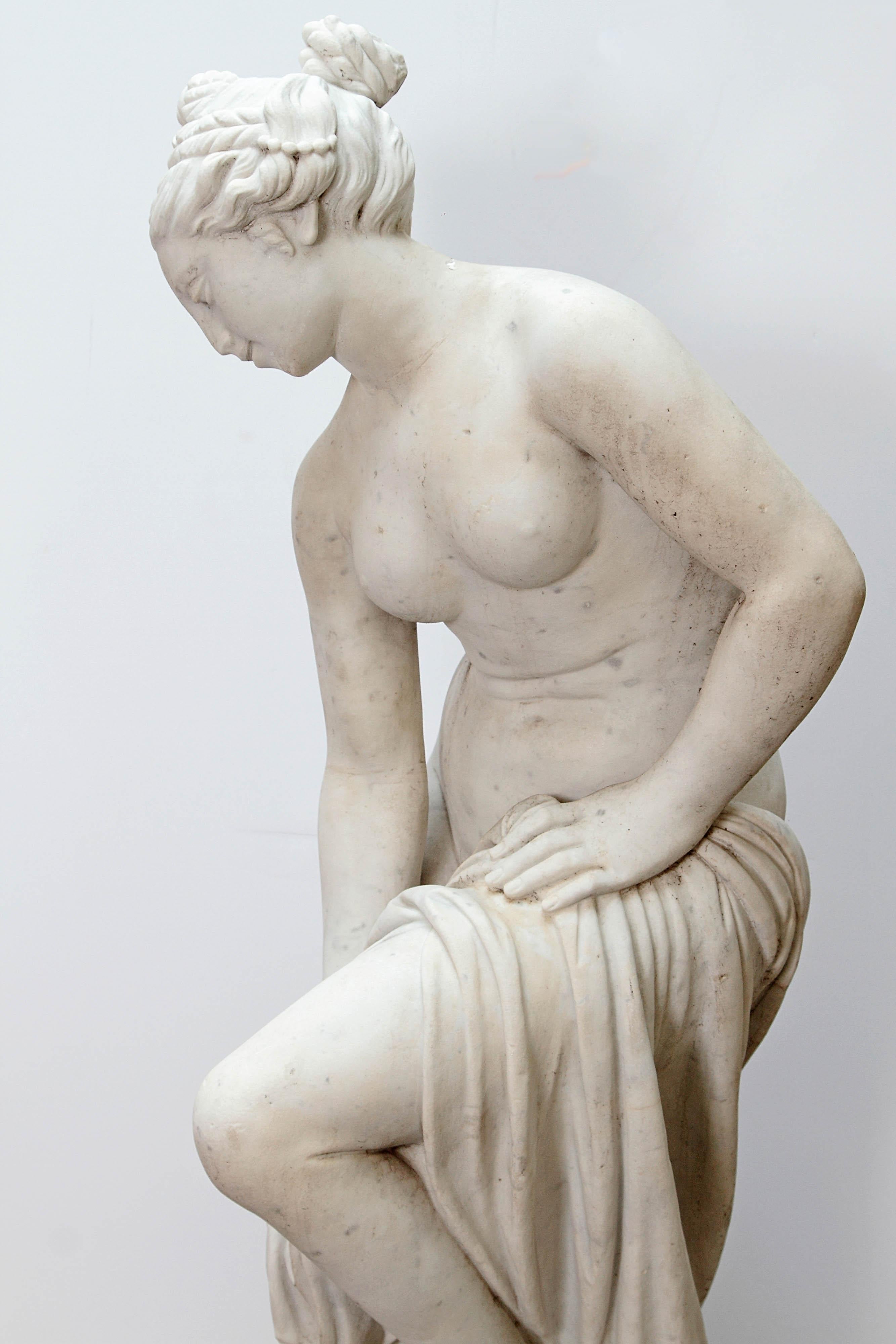Italian Carrara Marble Life-Size Female Sculpture 1