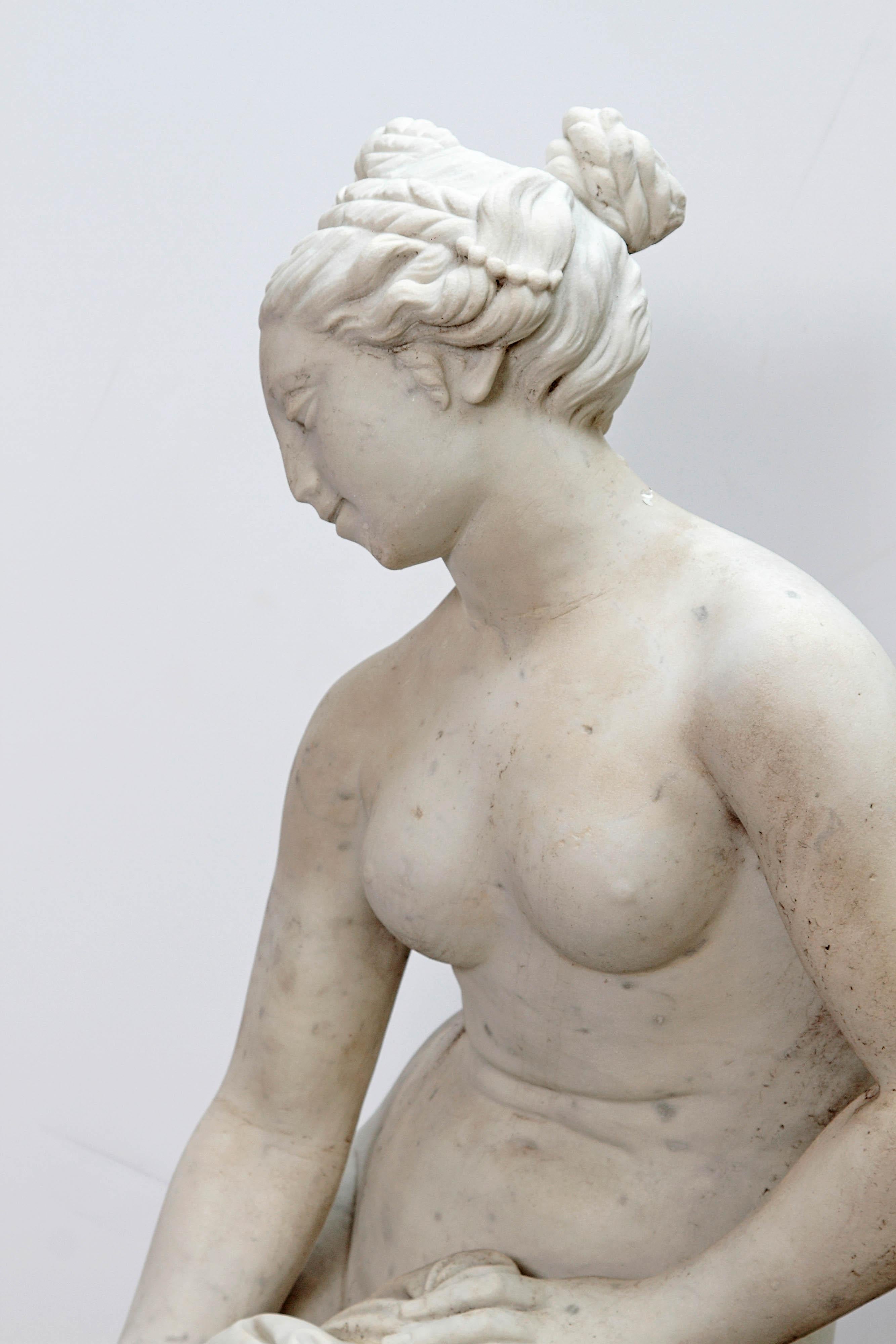 Italian Carrara Marble Life-Size Female Sculpture 2
