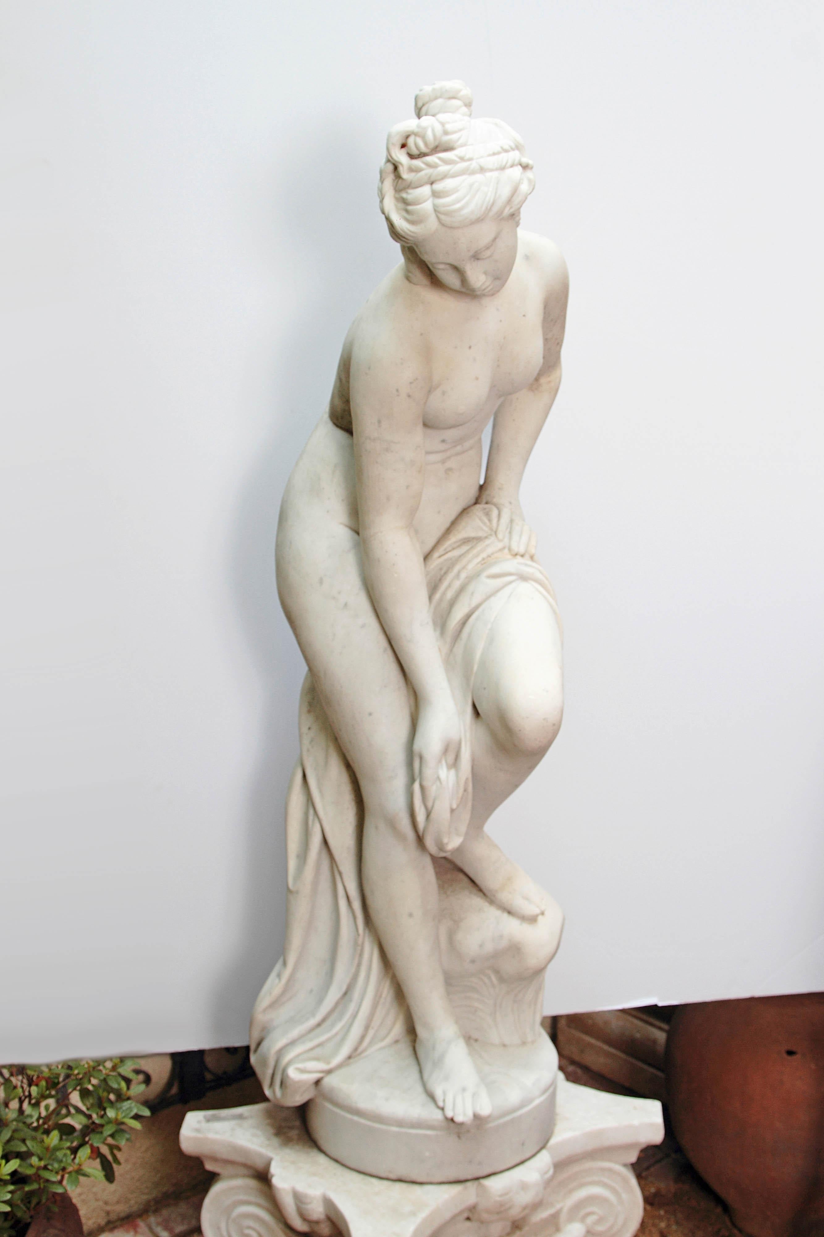 Italian Carrara Marble Life-Size Female Sculpture 3