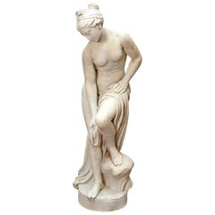 Italian Carrara Marble Life-Size Female Sculpture