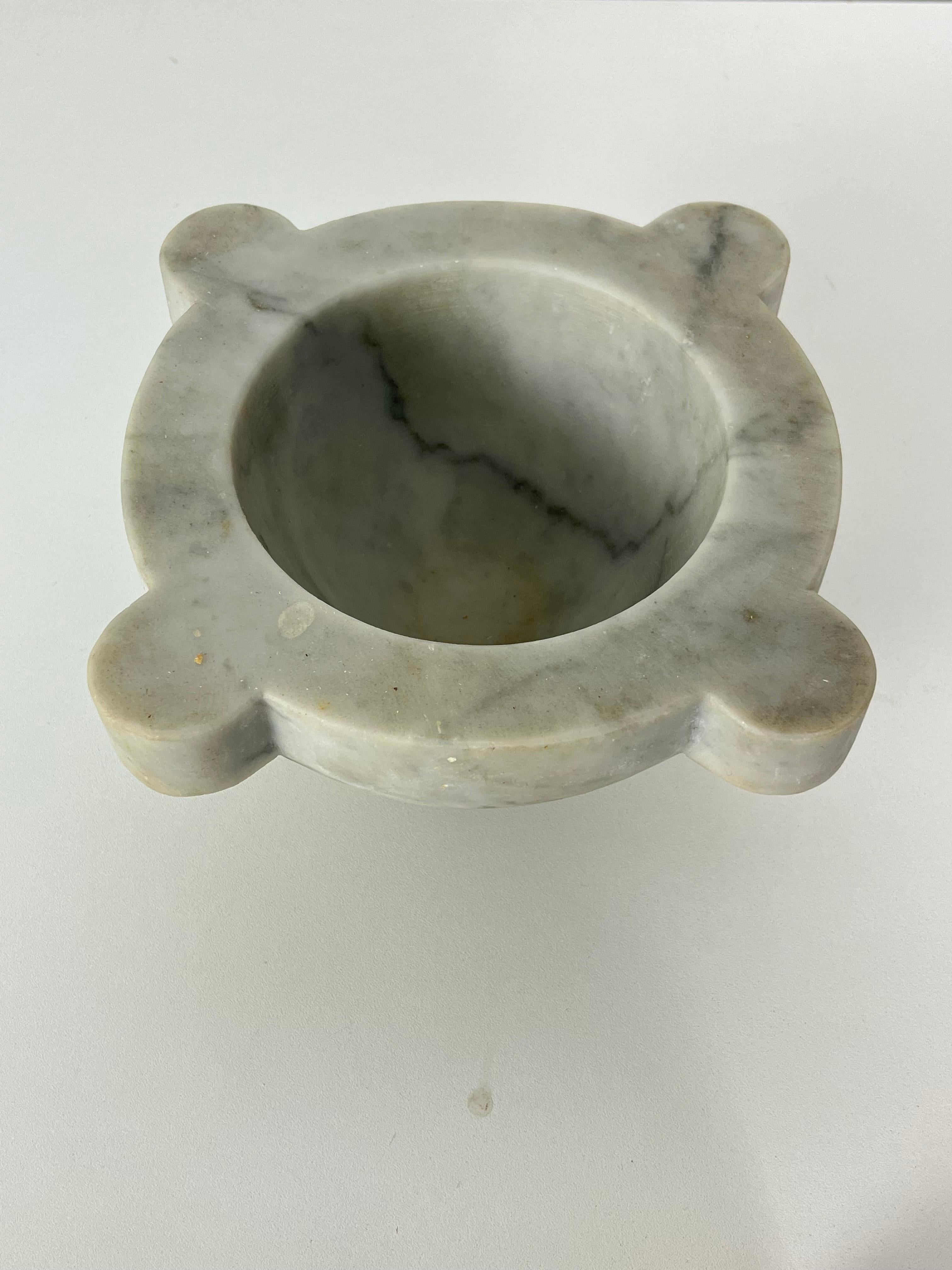 Italian Carrara Marble Mortar and Beechwood Pestle, 1960s For Sale 5