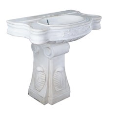 Italian Carrara Marble Neoclassical Bathroom Pedestal Sink Basin 32"
