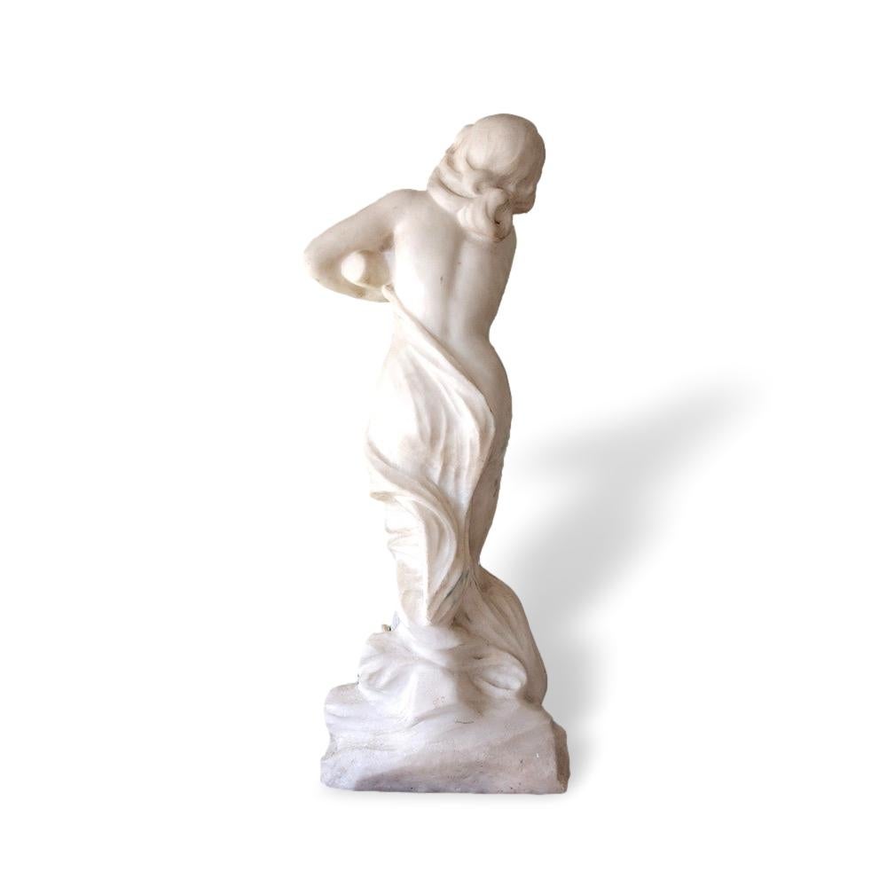 Hand-Carved Italian Carrara Marble Nymph Figure For Sale