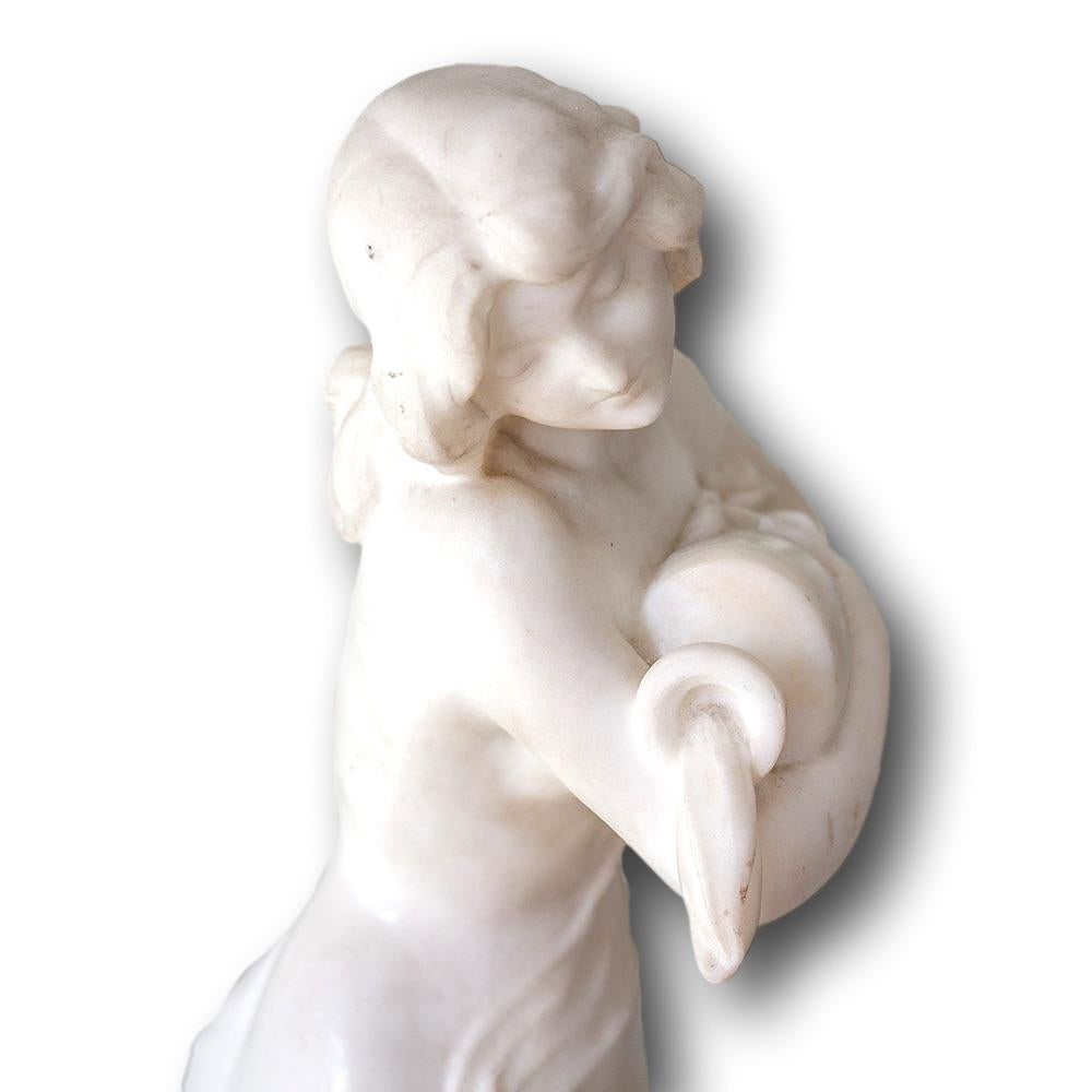 Italian Carrara Marble Nymph Figure For Sale 2