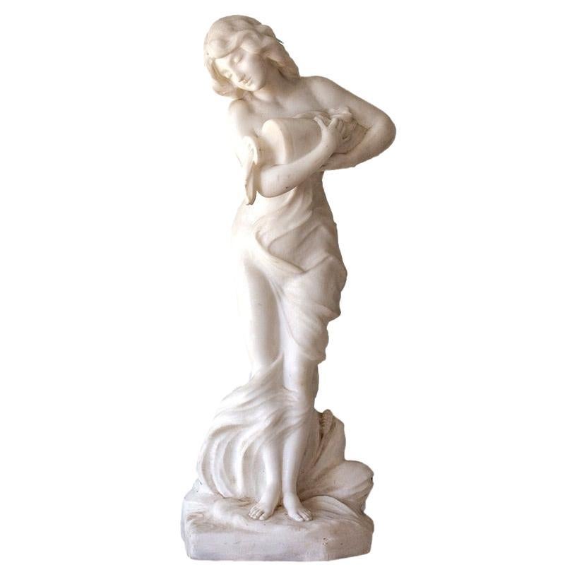 Italian Carrara Marble Nymph Figure For Sale