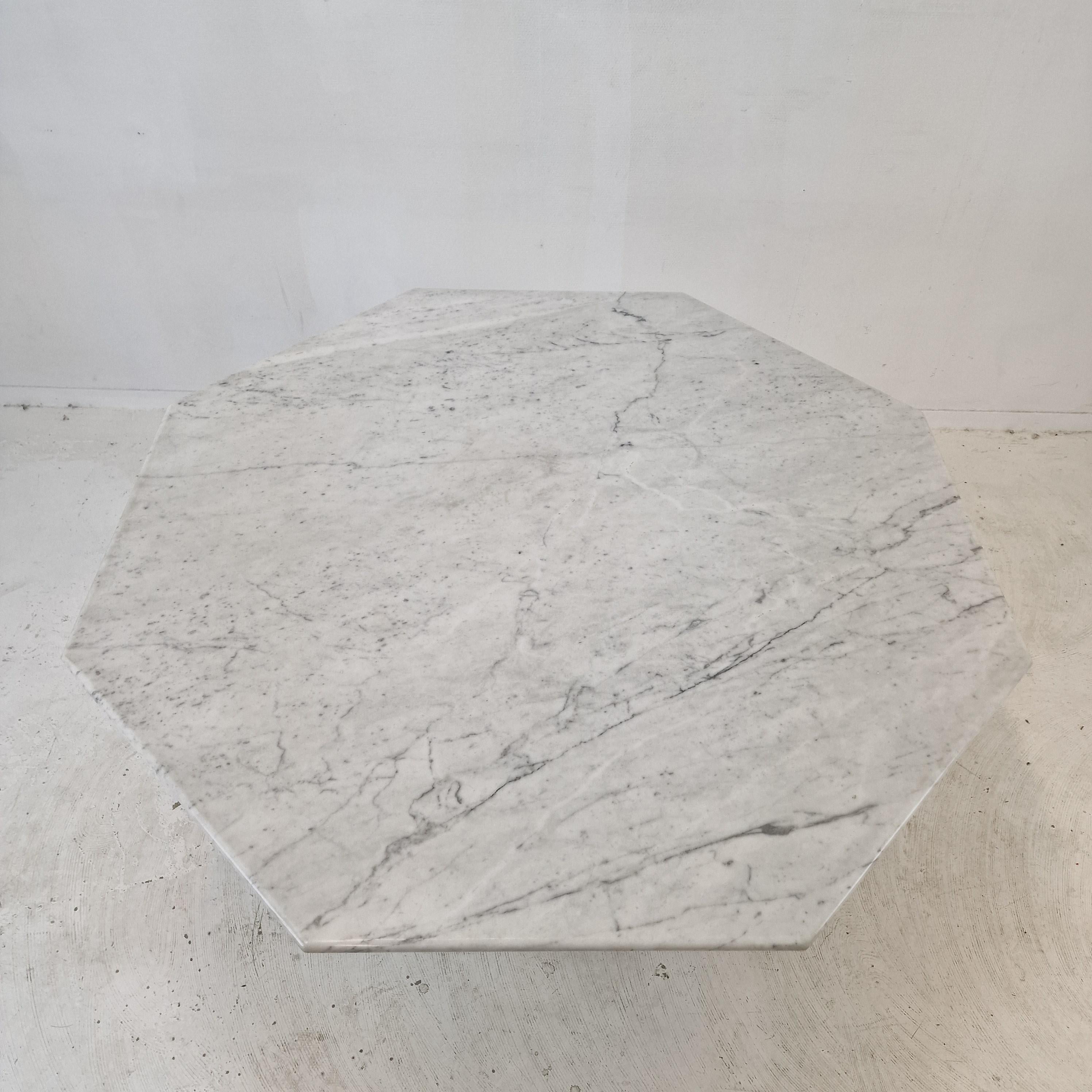 Italian Carrara Marble Octagon Garden or Dining Table, 1960s For Sale 9