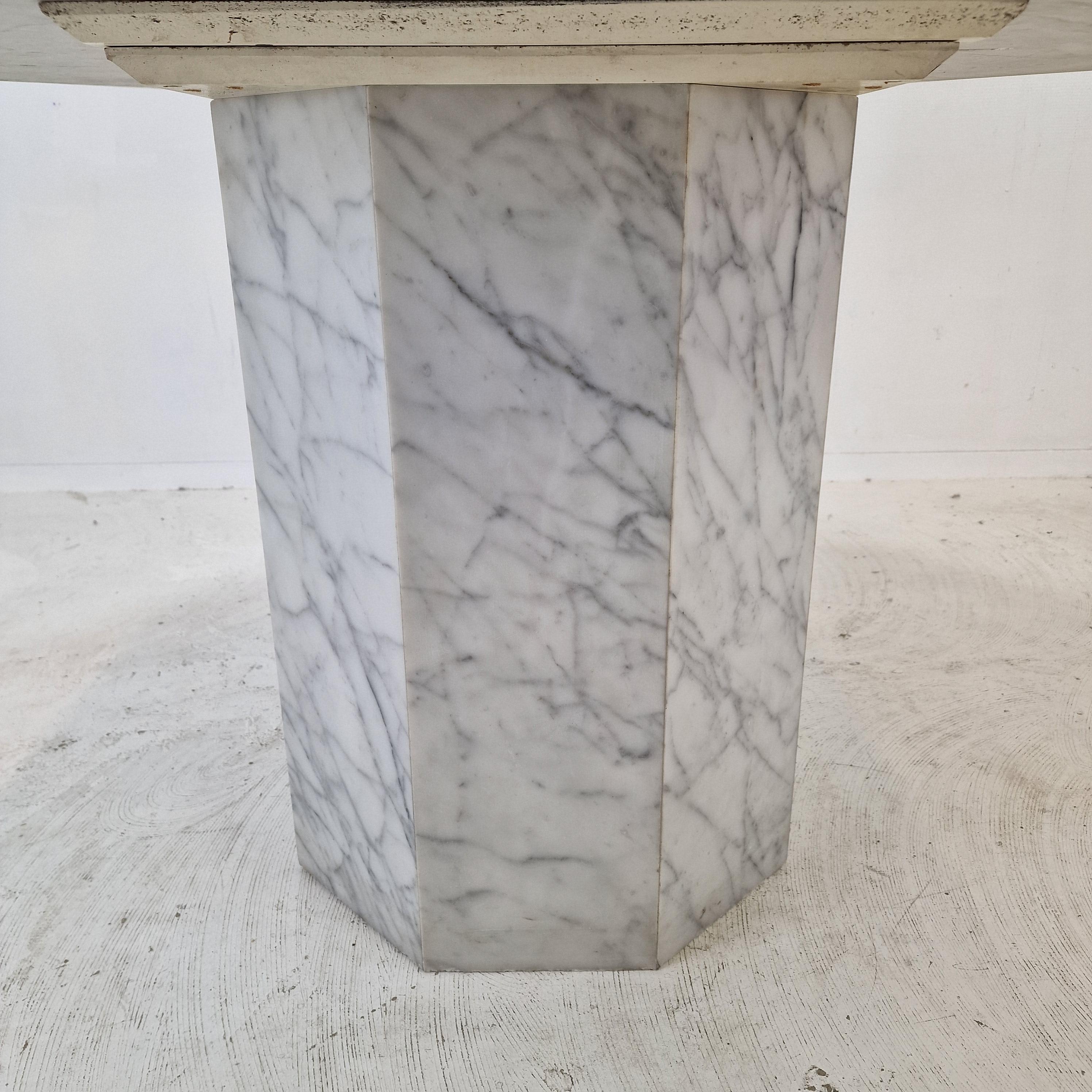 Italian Carrara Marble Octagon Garden or Dining Table, 1960s For Sale 12