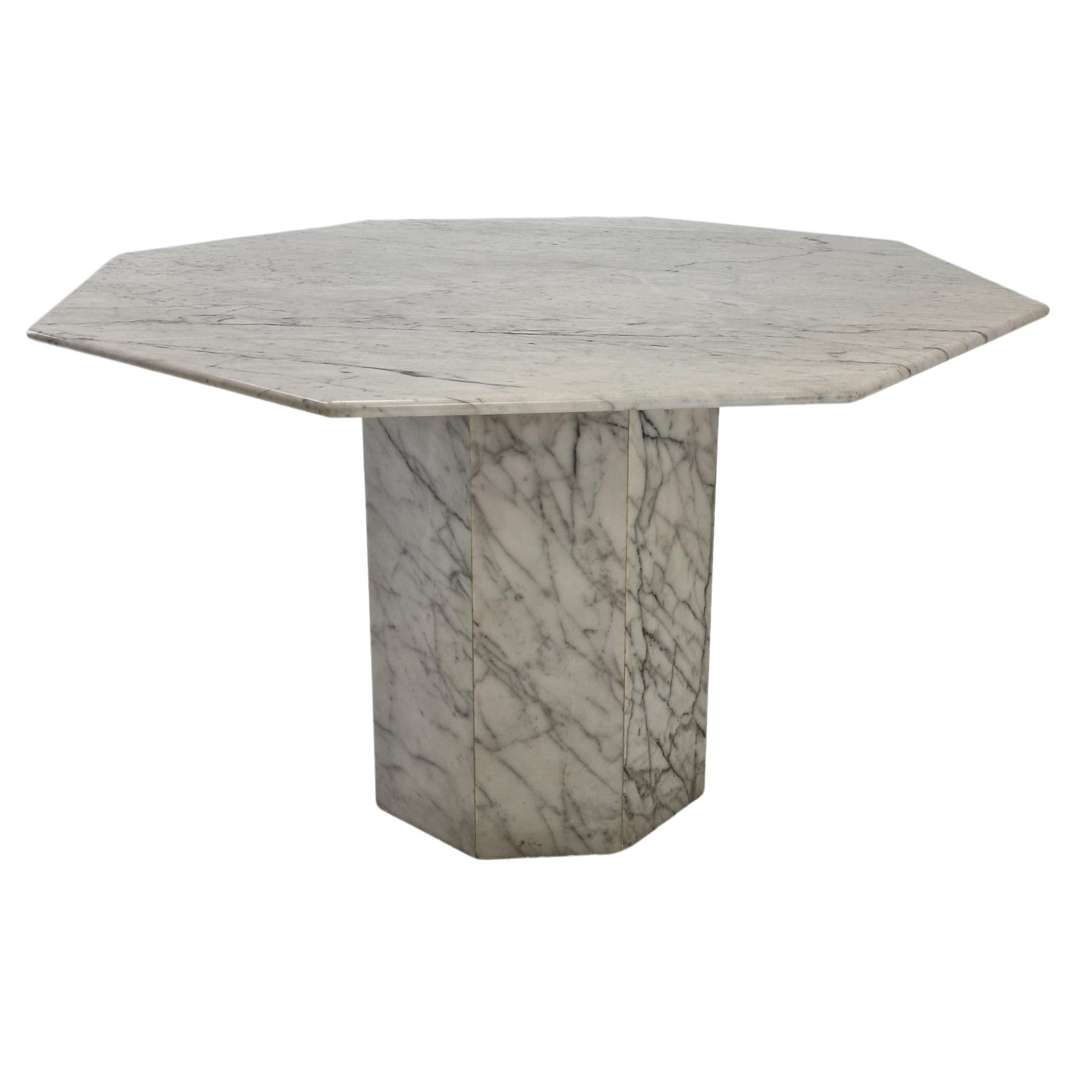 Italian Carrara Marble Octagon Garden or Dining Table, 1960s