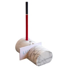 Italian Carrara Marble Pen and Card Holder