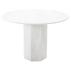 Italian Carrara Marble Postmodern Round Dining Table, Circa 1970's