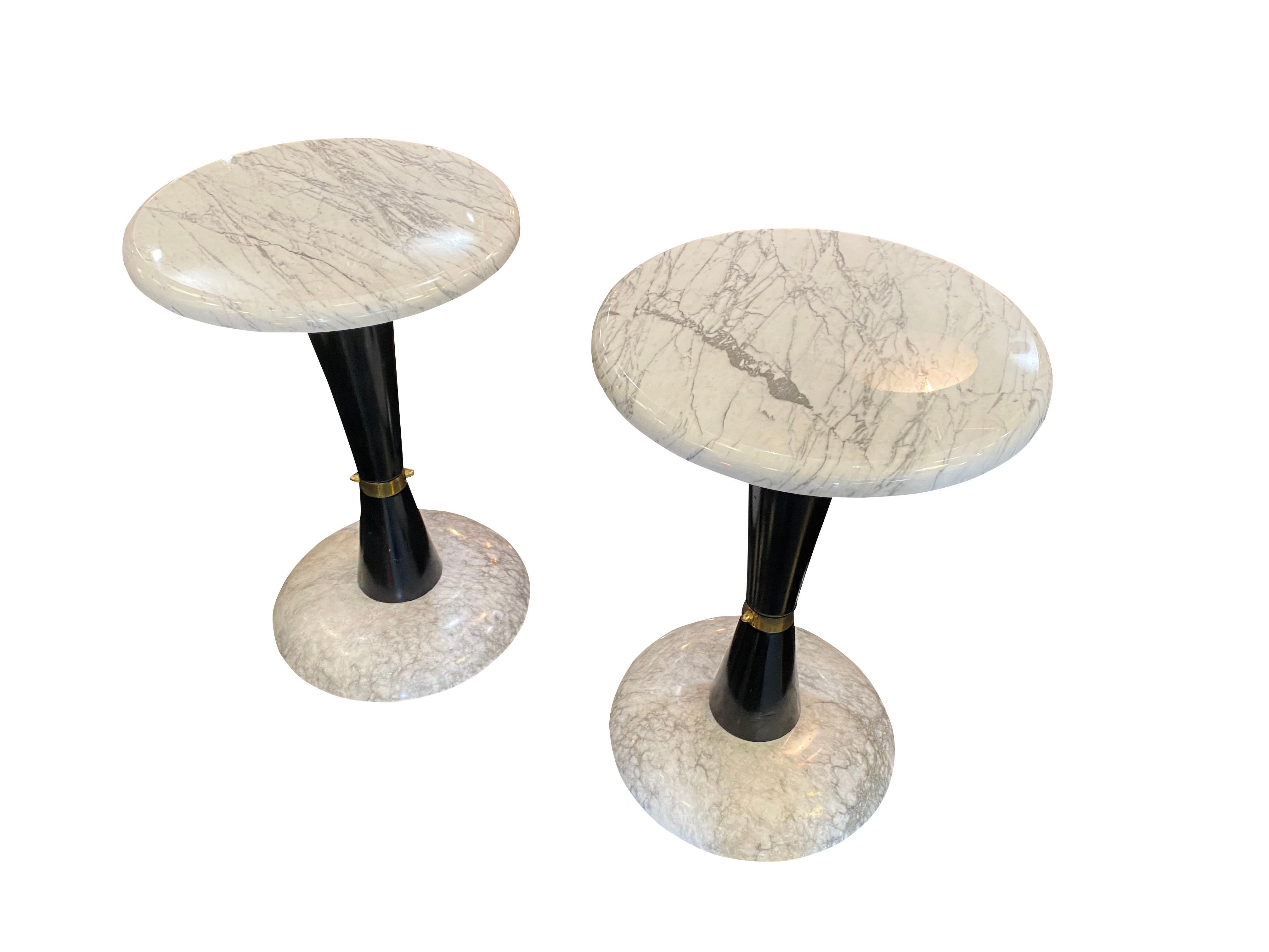Italian Carrara Marble Side Tables In Good Condition In London, GB