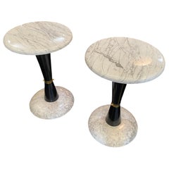 Italian Carrara Marble Side Tables