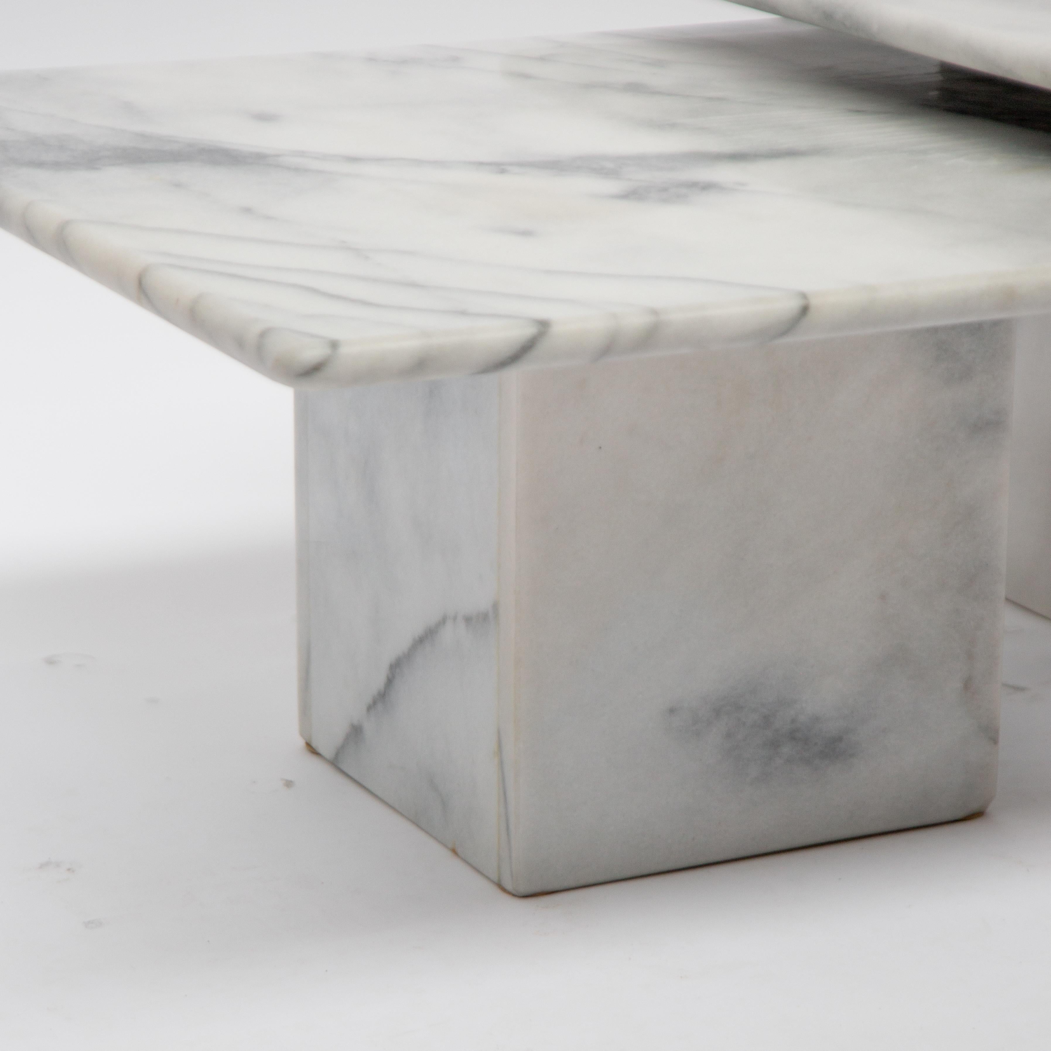 Italian Carrara Marble Side Tables from the 1970s, Set of Three 5