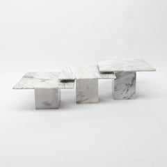 Italian Carrara Marble Side Tables from the 1970s, Set of Three