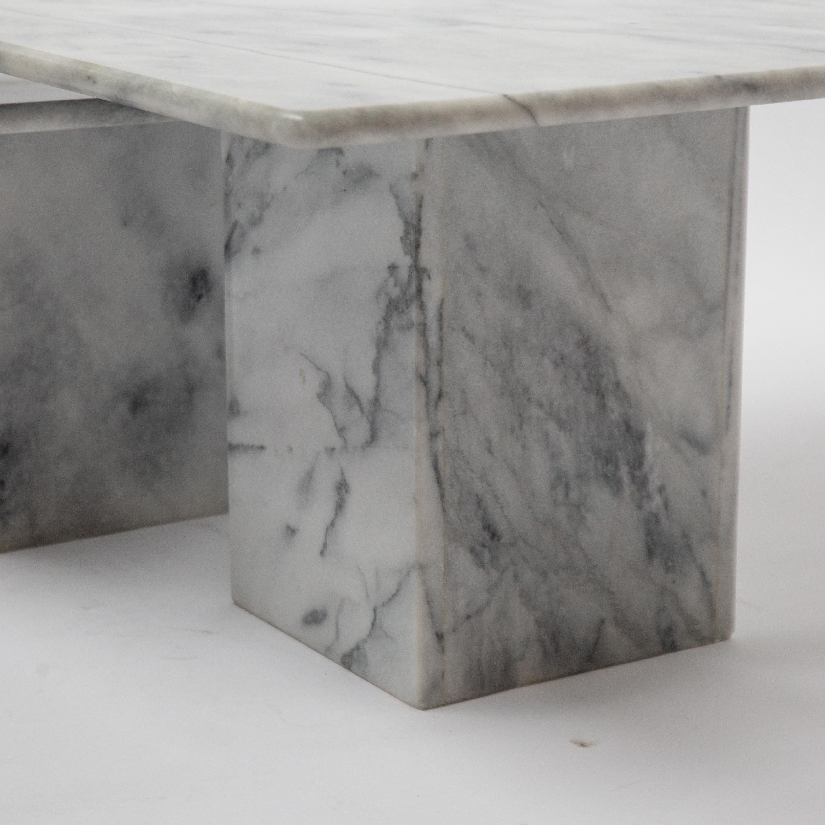 Italian Carrara Marble Side Tables from the 1970s, Set of Three 3