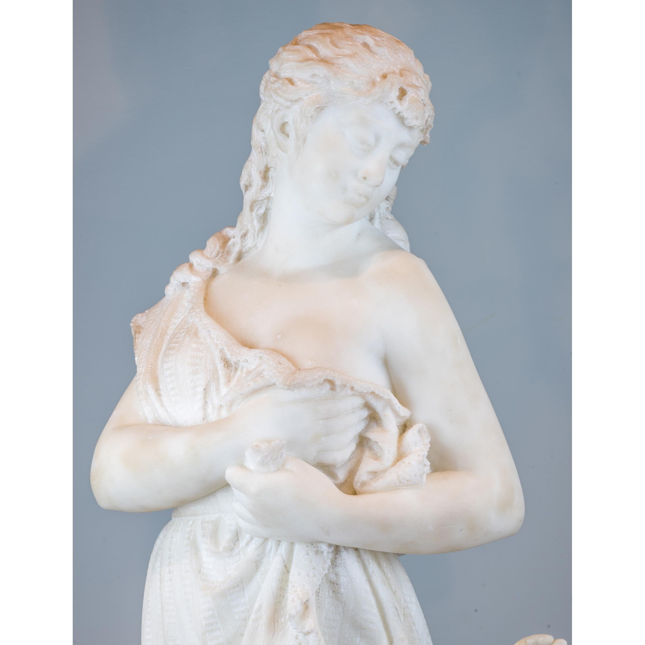 Italian Marble Statue Sculpture by Romanelli In Good Condition For Sale In New York, NY