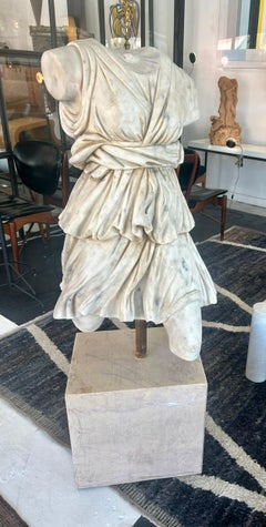 Italian Carrara Marble Torso of a Roman Woman