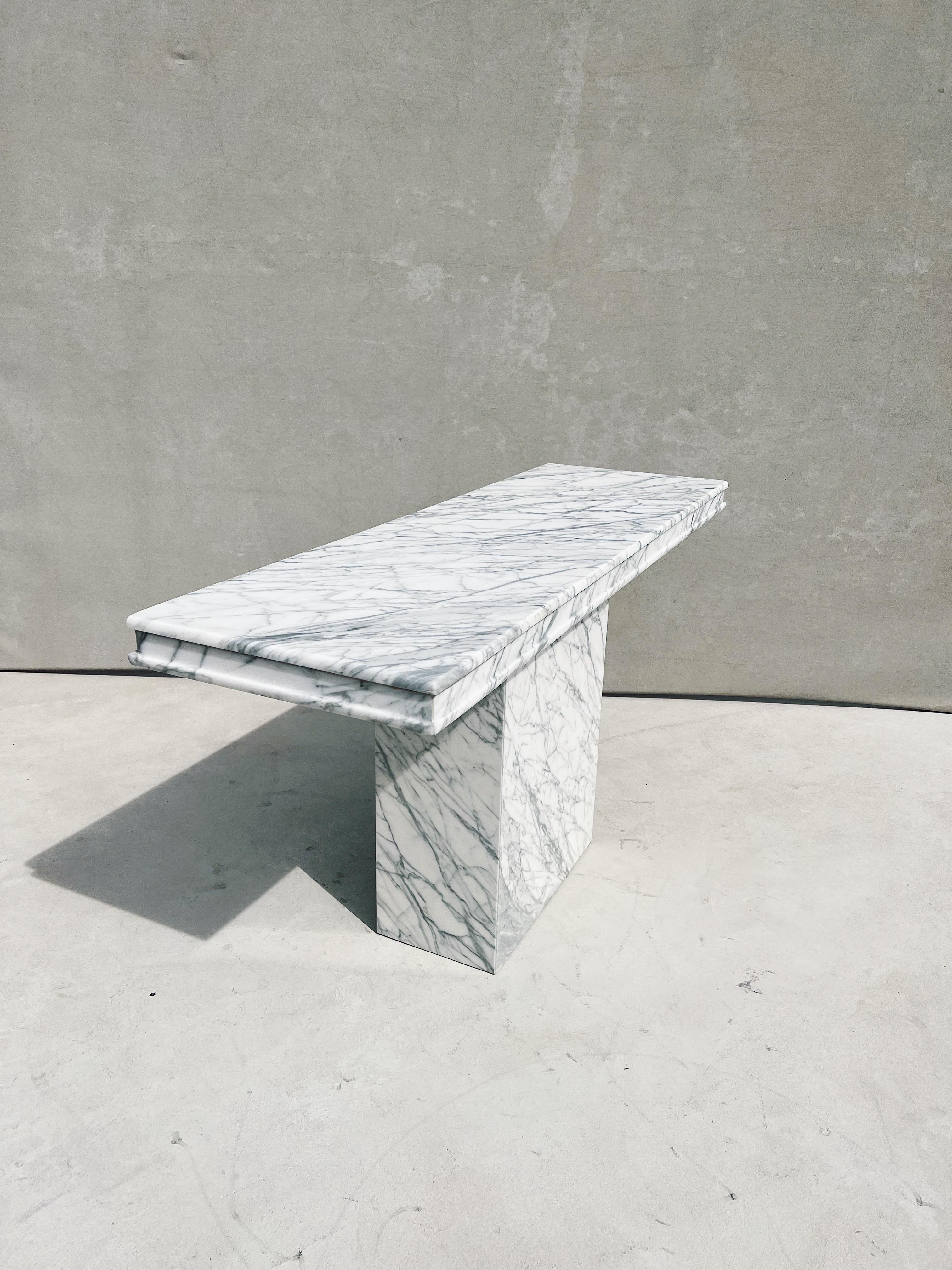 Vintage Italian Carrara Marble Rectangular Console Table 4