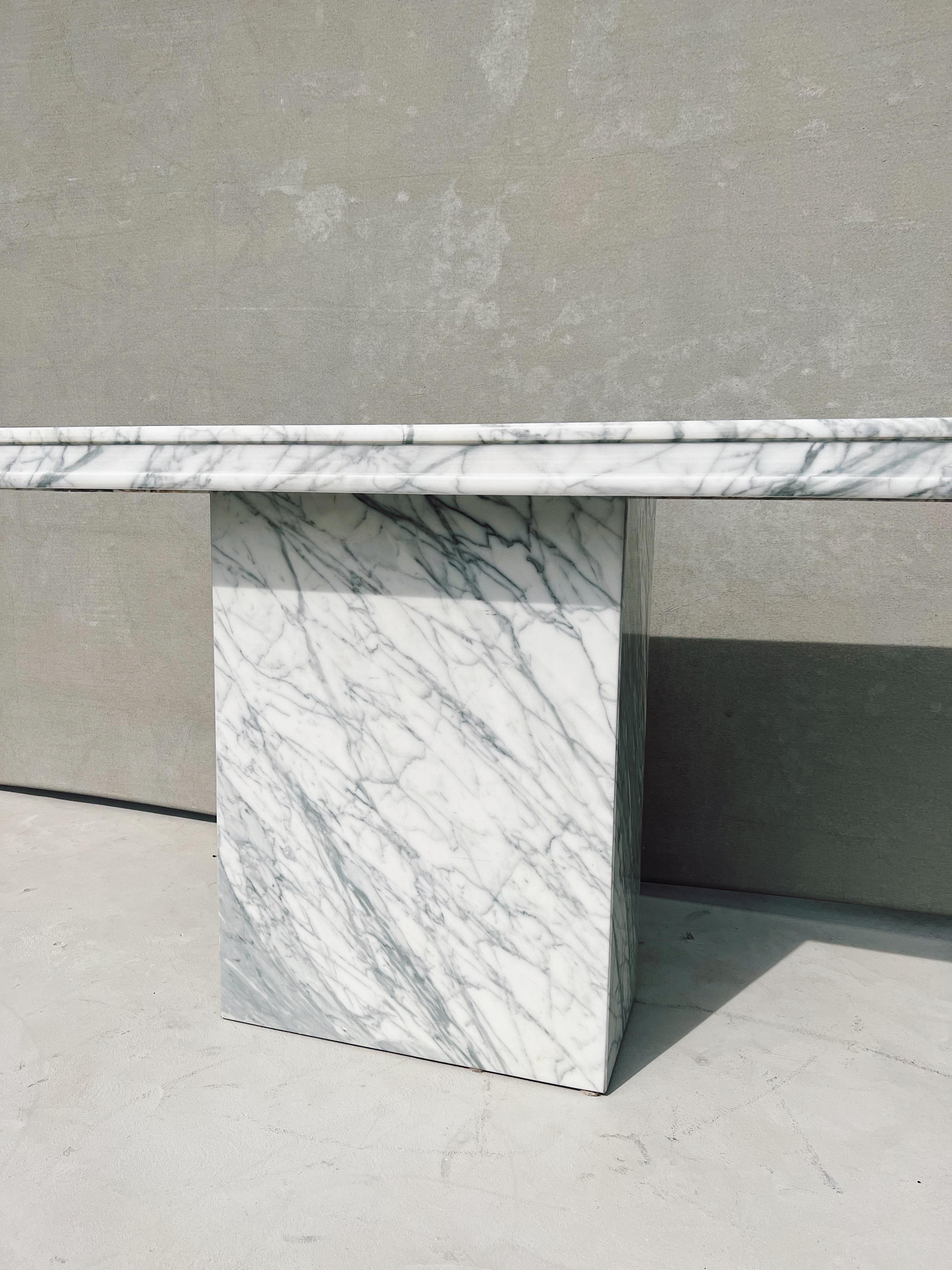 Vintage Italian Carrara Marble Rectangular Console Table In Good Condition In Phoenix, AZ