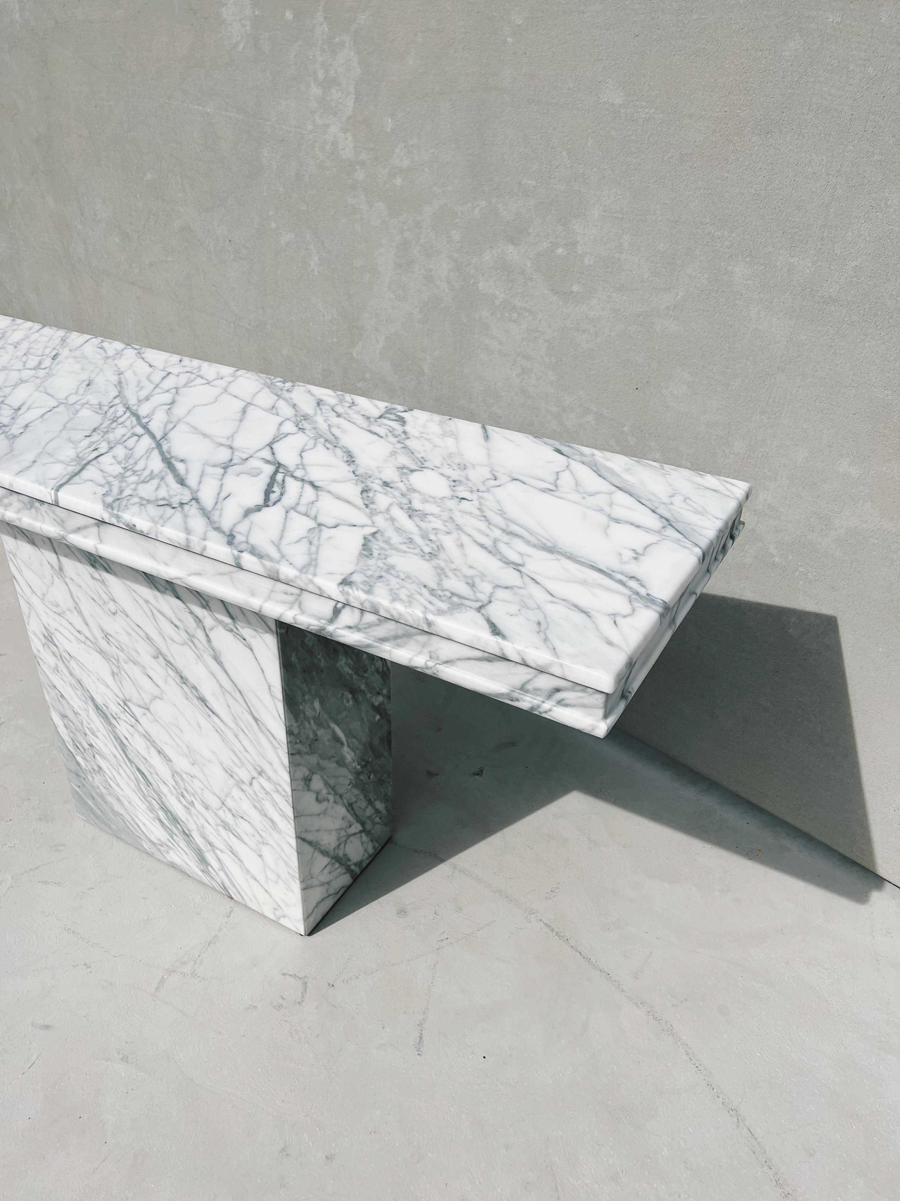 20th Century Vintage Italian Carrara Marble Rectangular Console Table