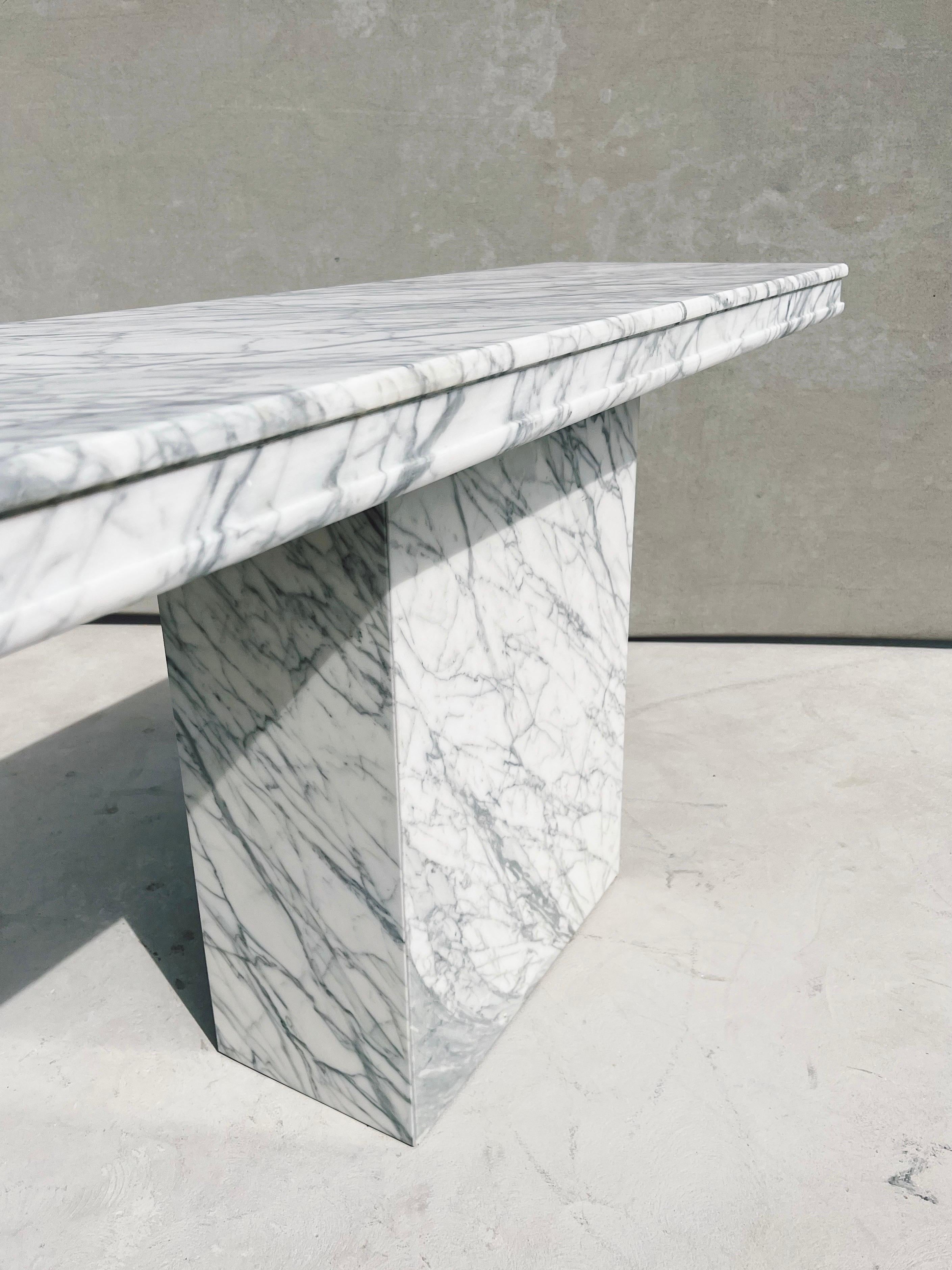 Vintage Italian Carrara Marble Rectangular Console Table 2