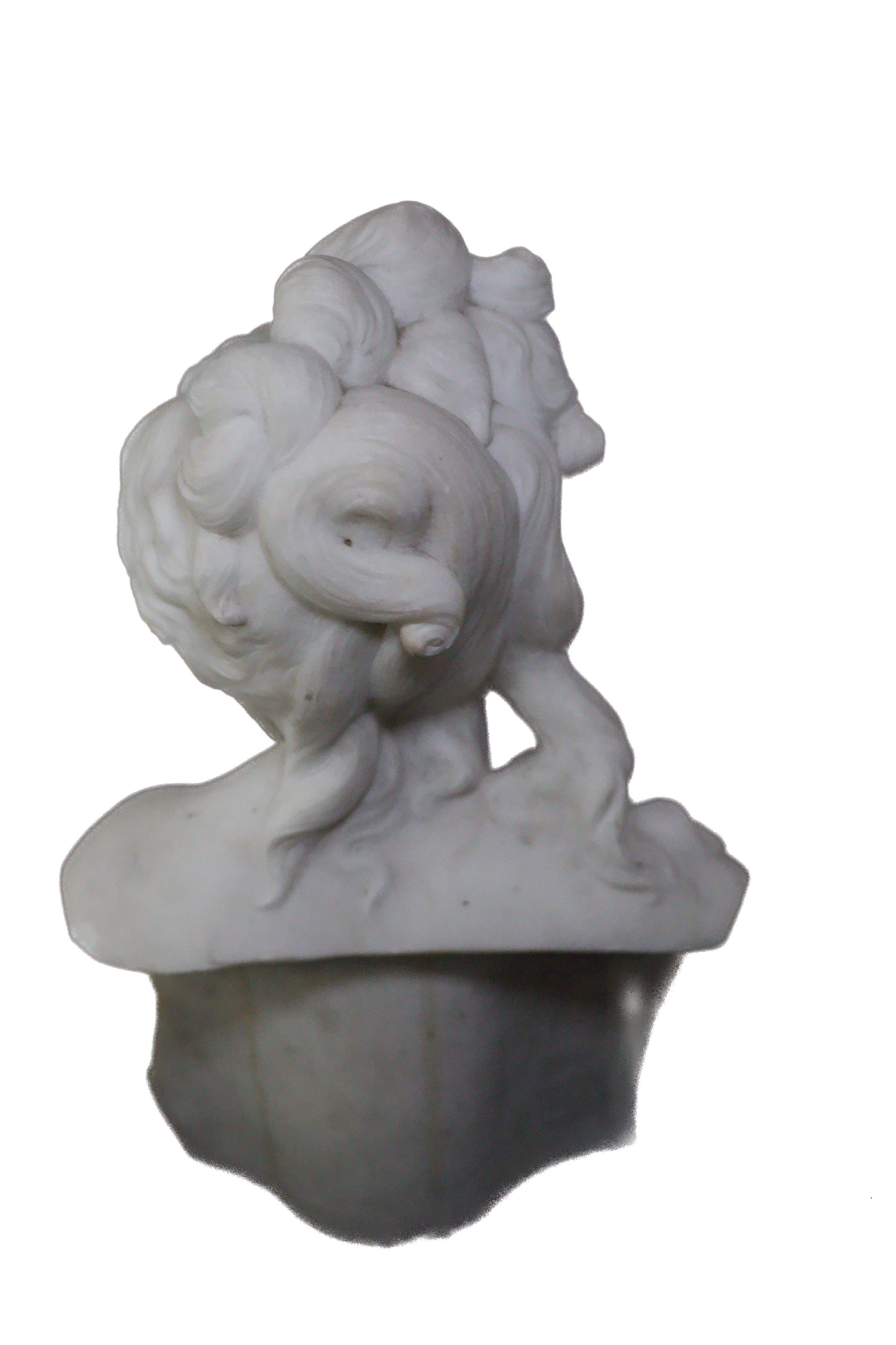 Busto di donna in marmo di Carrara, CIRCA 1880 in vendita 5