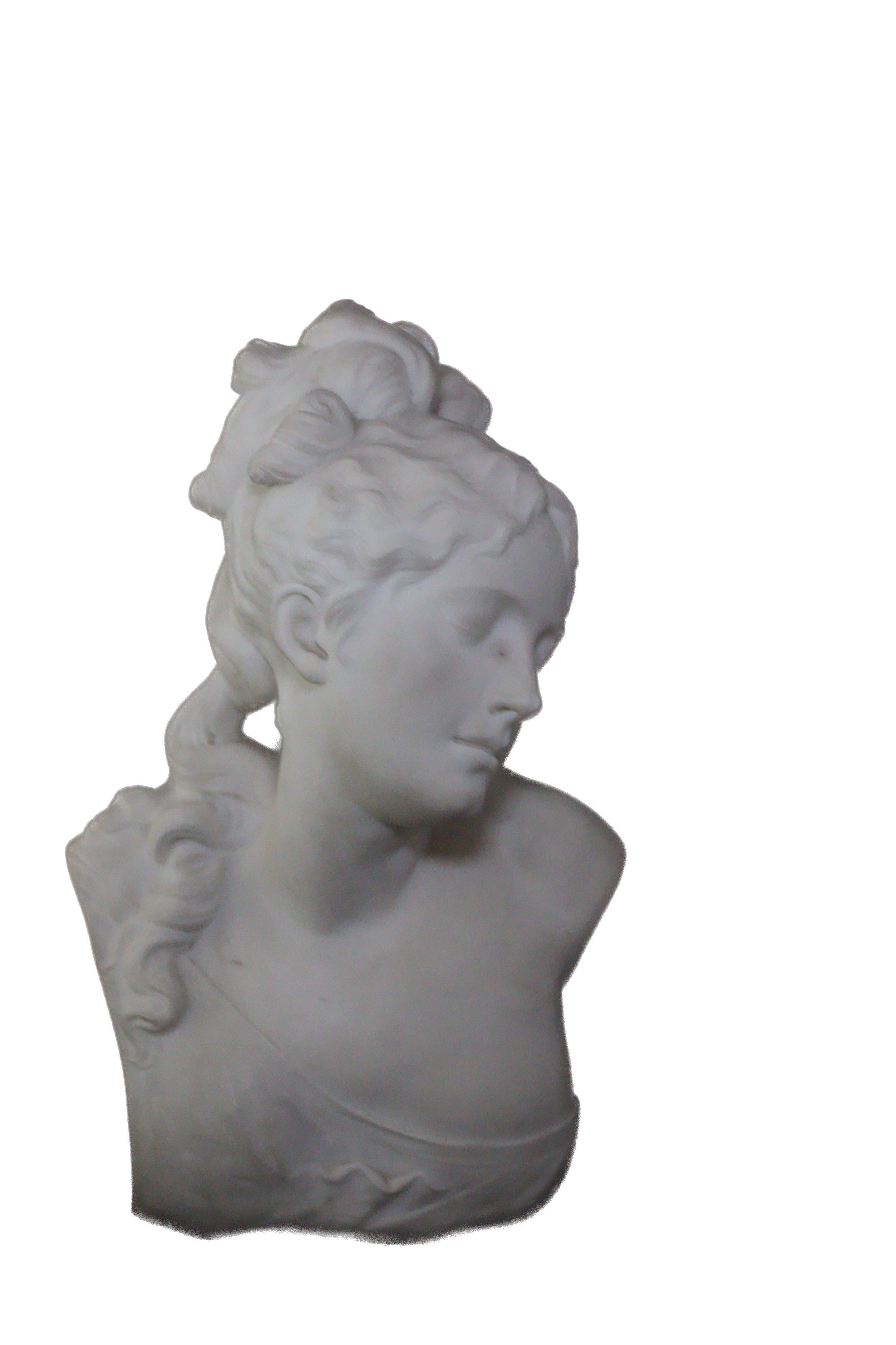 Francese Busto di donna in marmo di Carrara, CIRCA 1880 in vendita