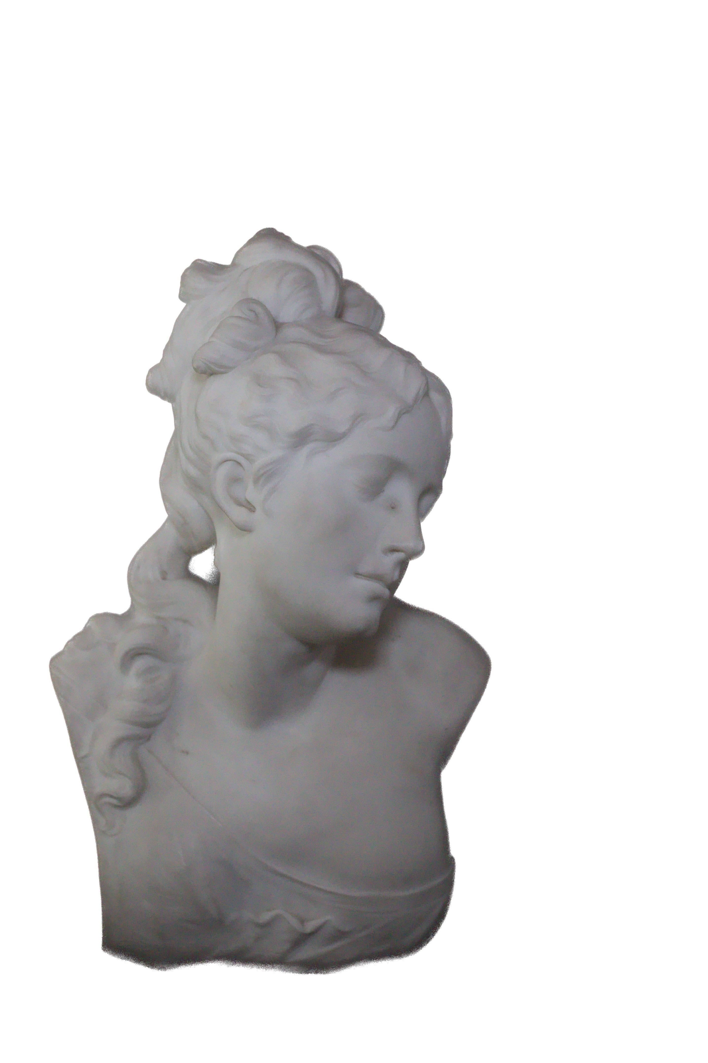 Busto di donna in marmo di Carrara, CIRCA 1880 In condizioni buone in vendita a Miami, US