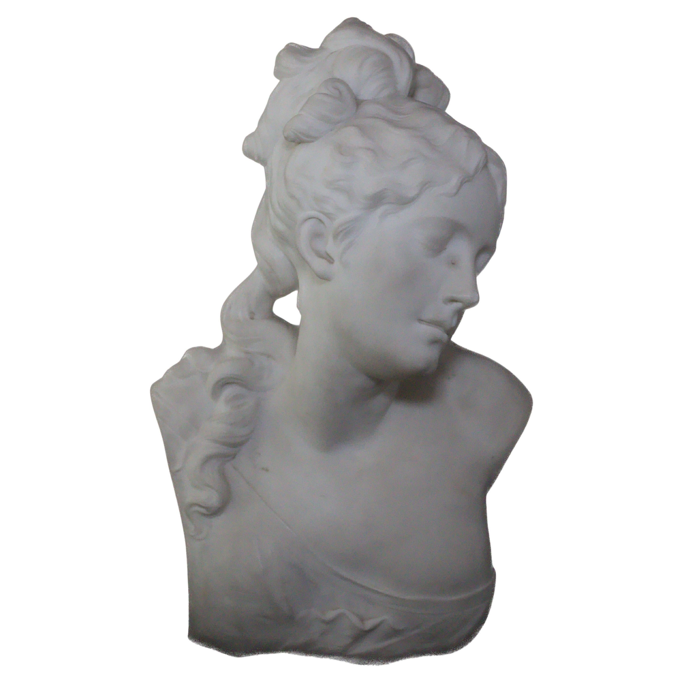 Italian Carrara Marble Woman’s Bust, Circa 1880