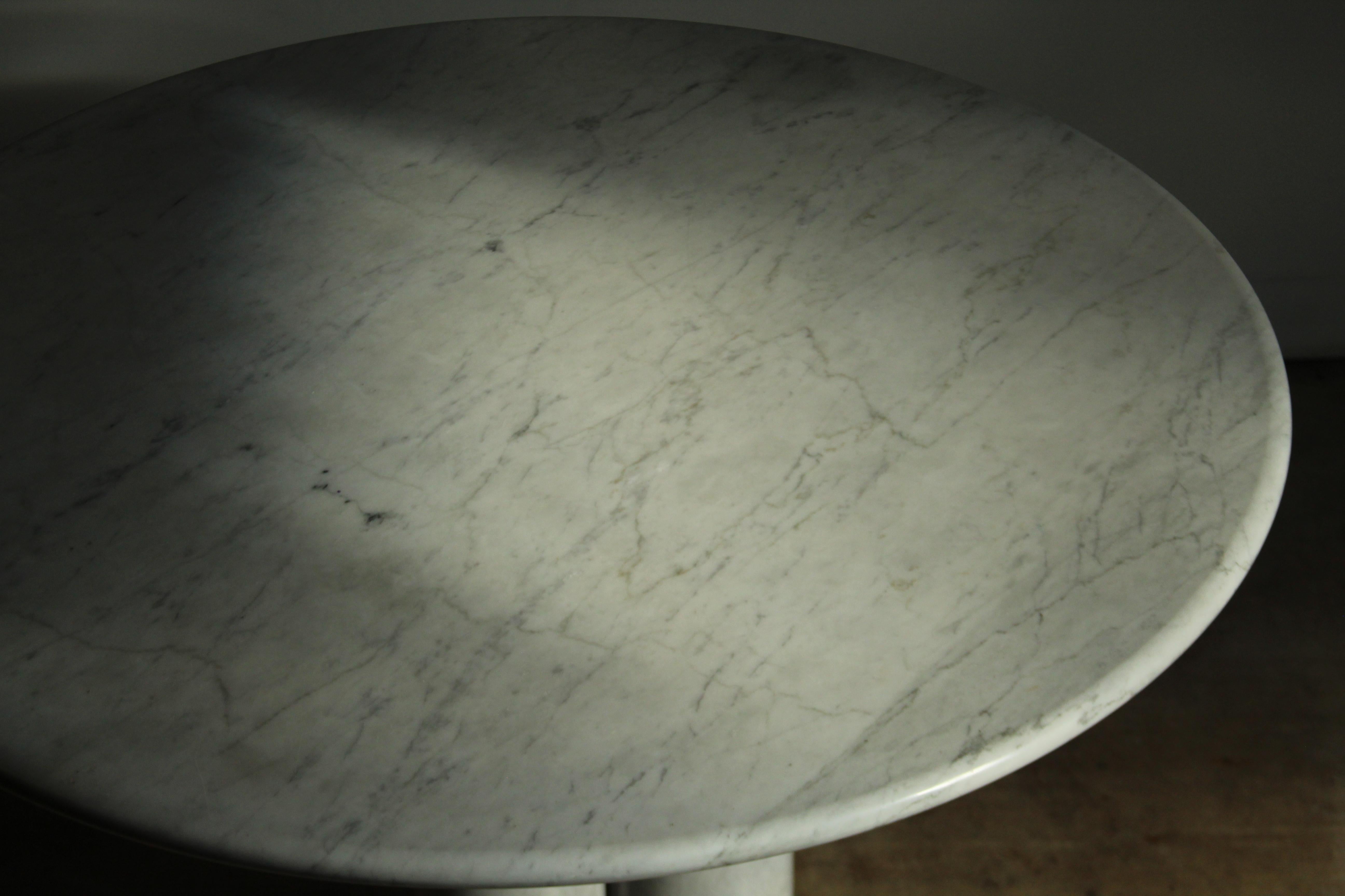 Italian Carrera Marble Dining Table After Mario Bellini, 1980s 4