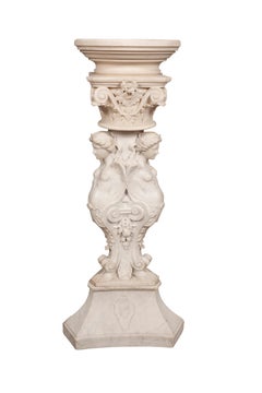Italian Carrera Marble Figural Pedestal