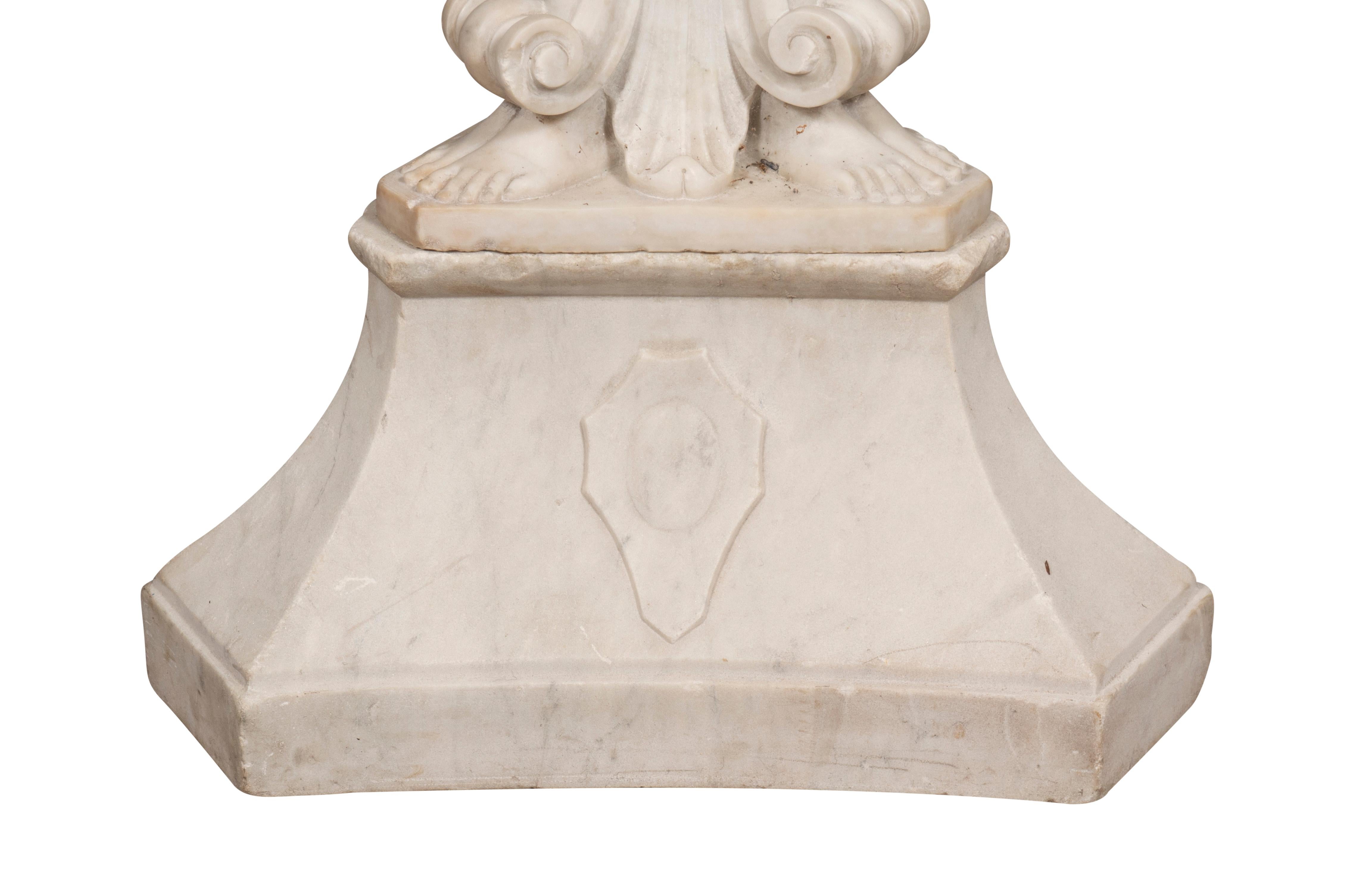 Mid-19th Century Italian Carrera Marble Figural Pedestal