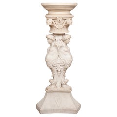 Italian Carrera Marble Figural Pedestal