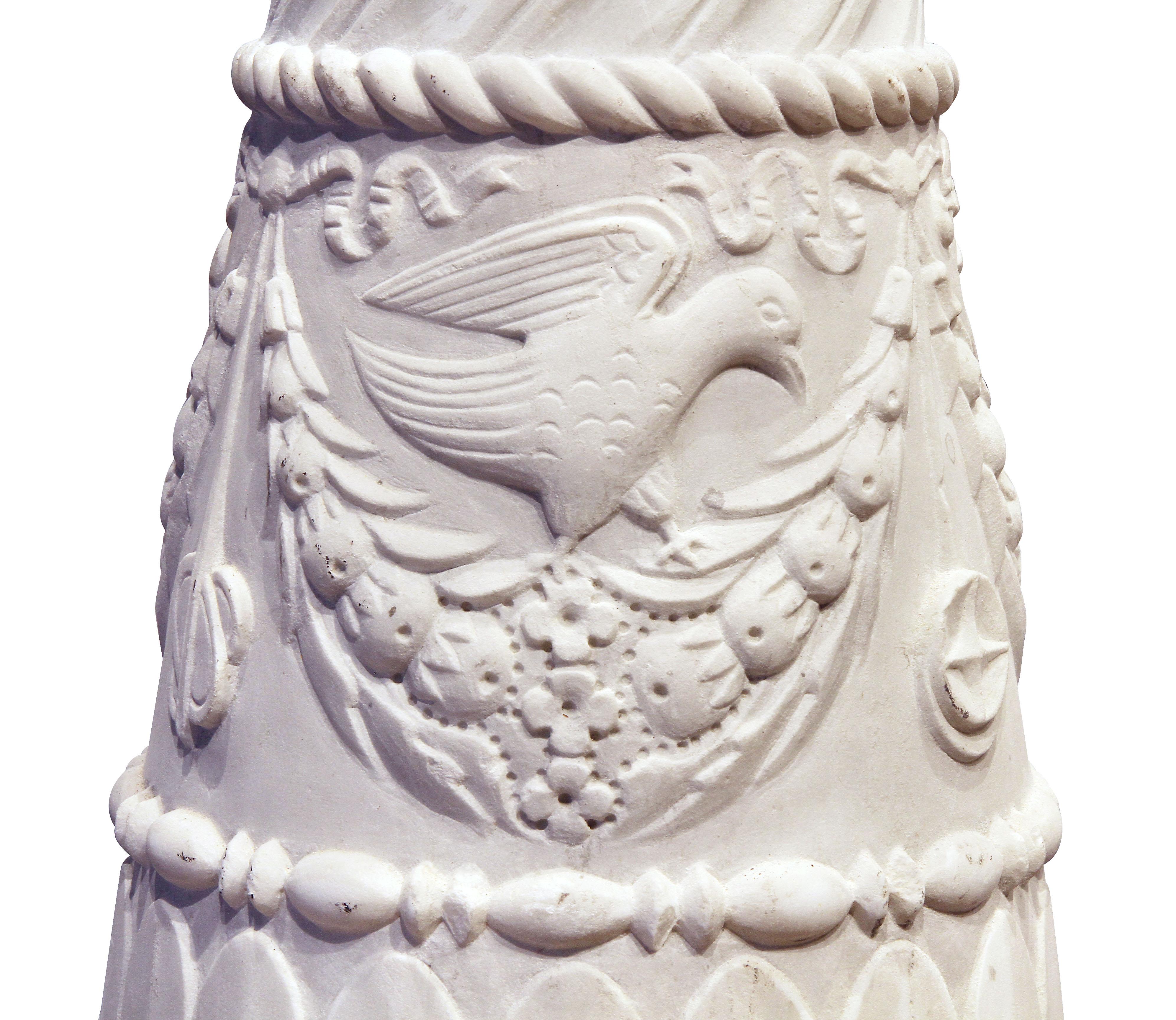 Late 19th Century Italian Carrera Marble Pedestal For Sale