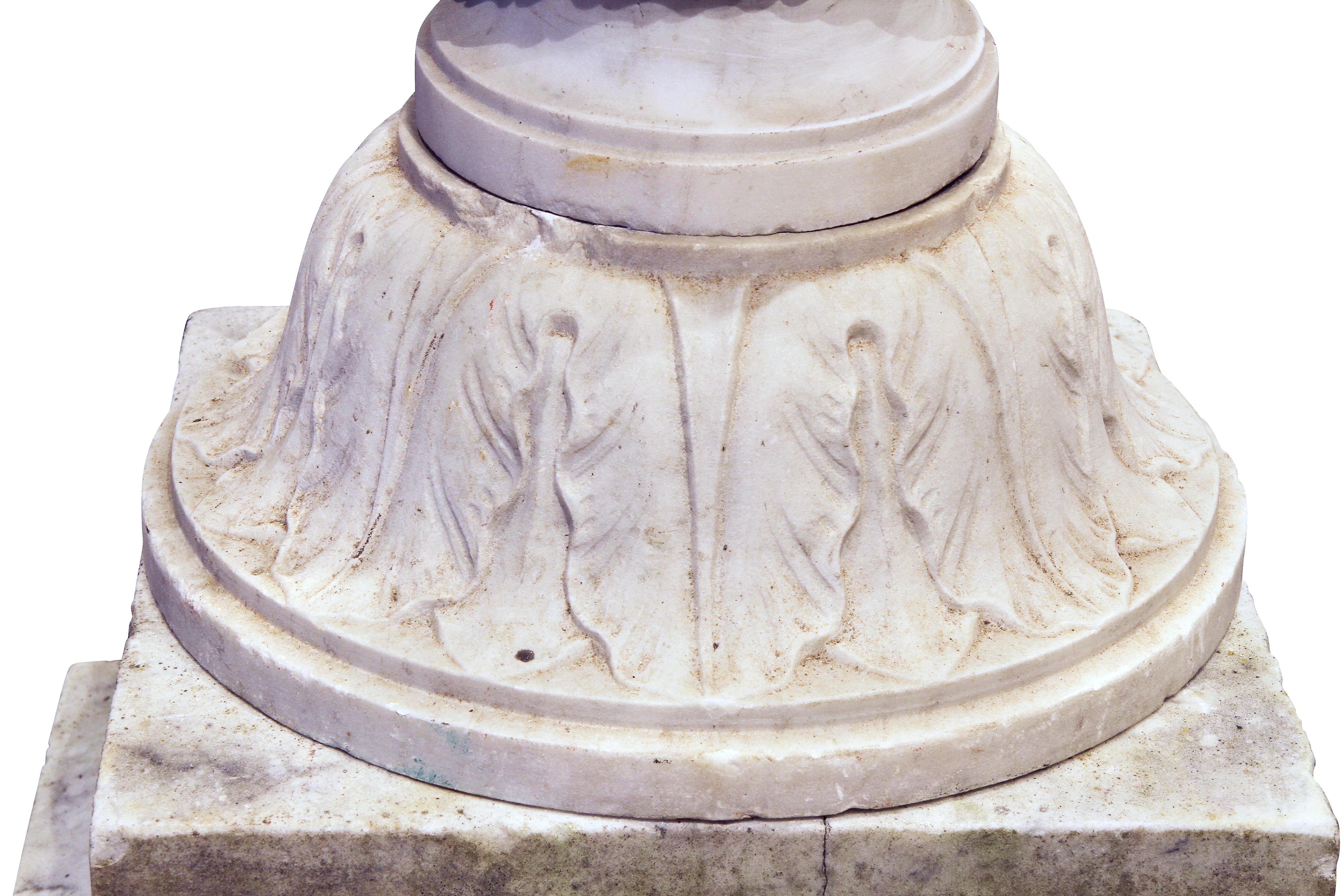 Italian Carrera Marble Pedestal For Sale 1