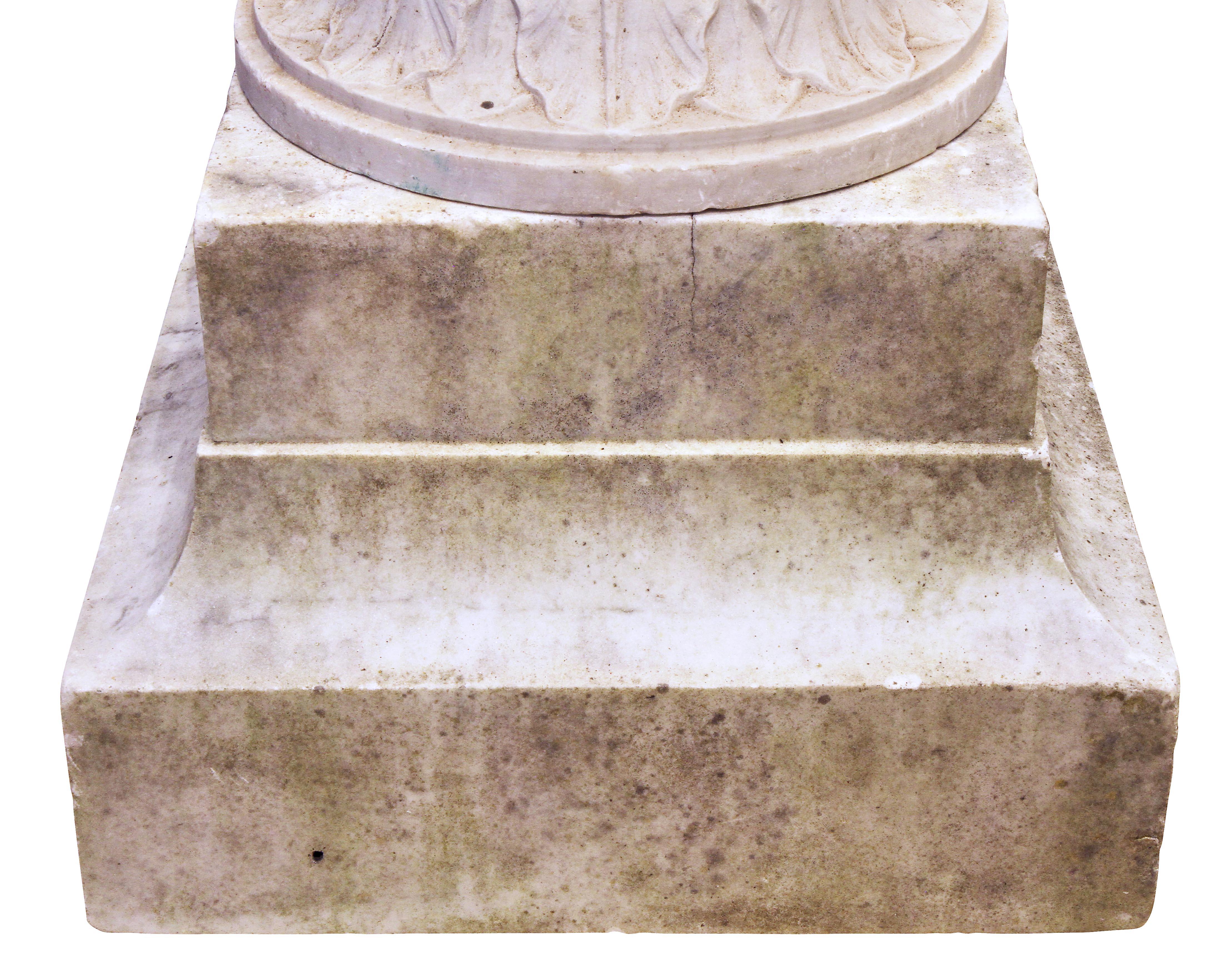 Italian Carrera Marble Pedestal For Sale 2