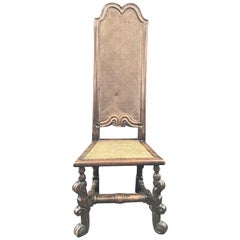 Italian Carved 18th Century Tall Back Caned Chair