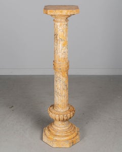 Italian Carved Alabaster Column Pedestal, Circa 1900