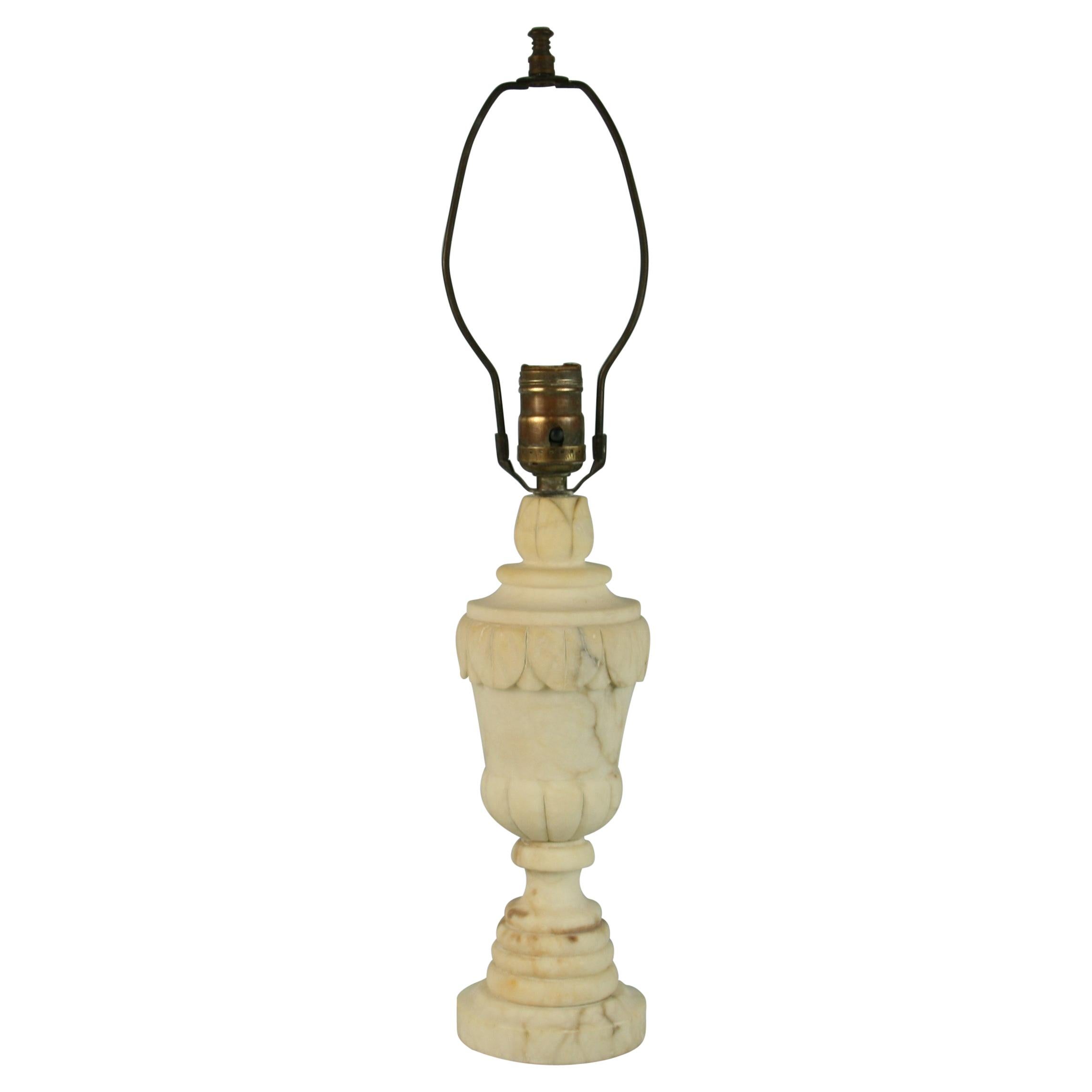 Italian Carved Alabaster Lamp
