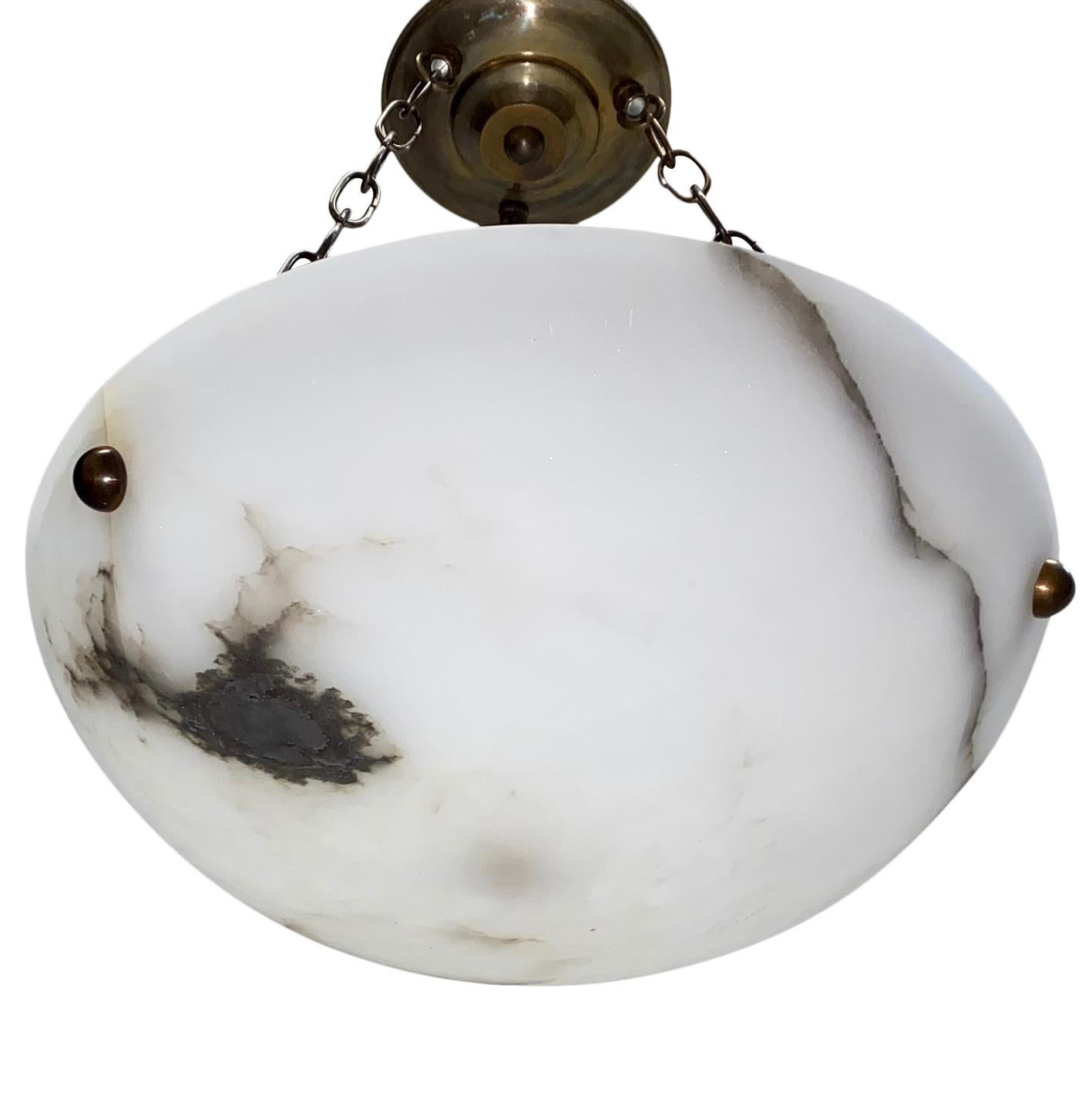 Italian Carved Alabaster Light Fixture In Good Condition For Sale In New York, NY