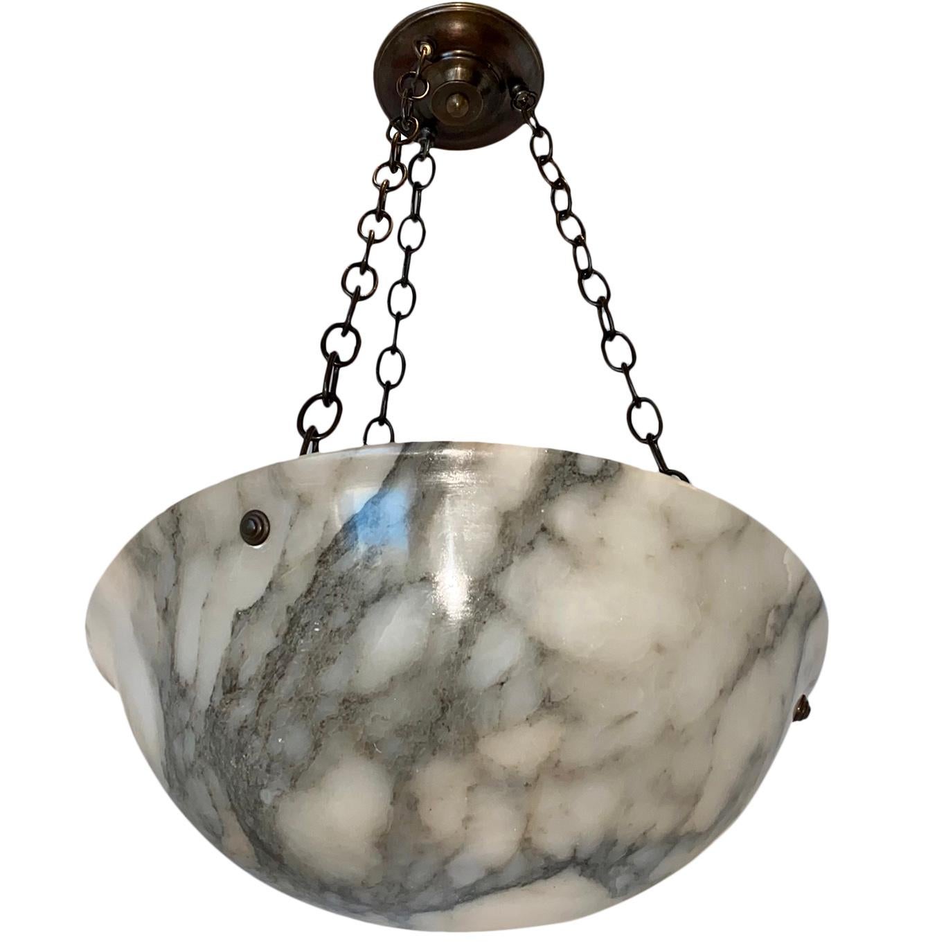 Early 20th Century Italian Carved Alabaster Light Fixture For Sale