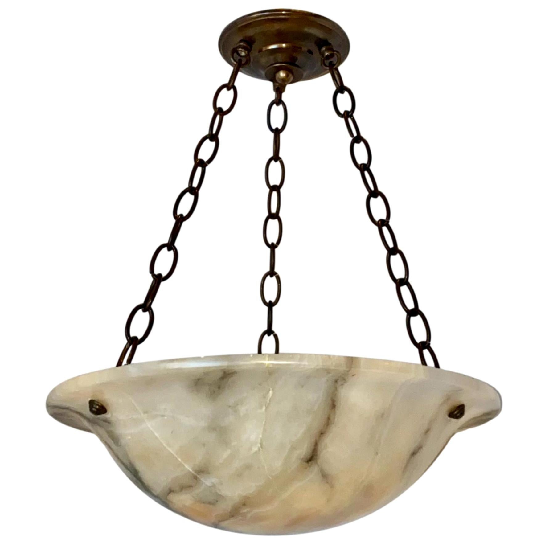 Italian Carved Alabaster Light Fixture For Sale at 1stDibs