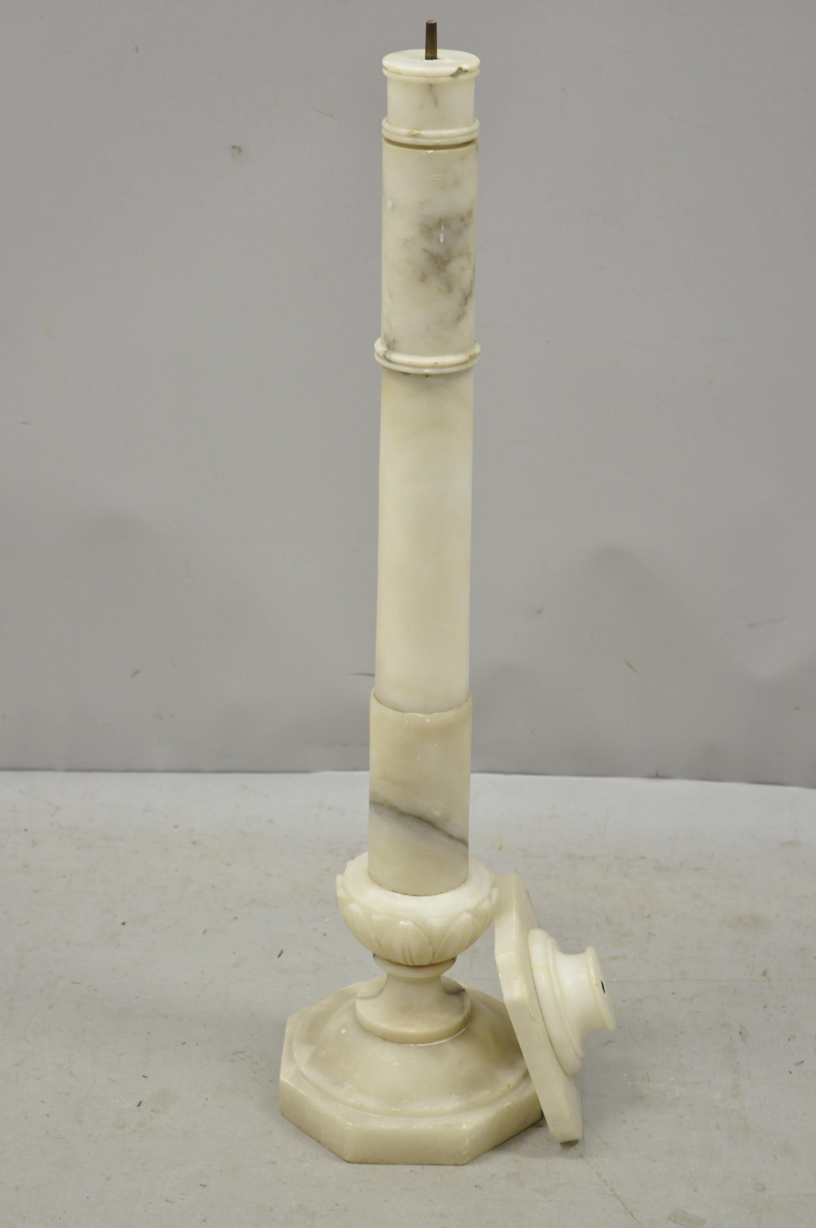 Italian Carved Alabaster Marble Classical Column Statue Pedestal Plant Stand 2