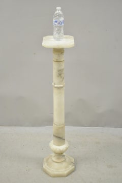 Italian Carved Alabaster Marble Classical Column Statue Pedestal Plant Stand